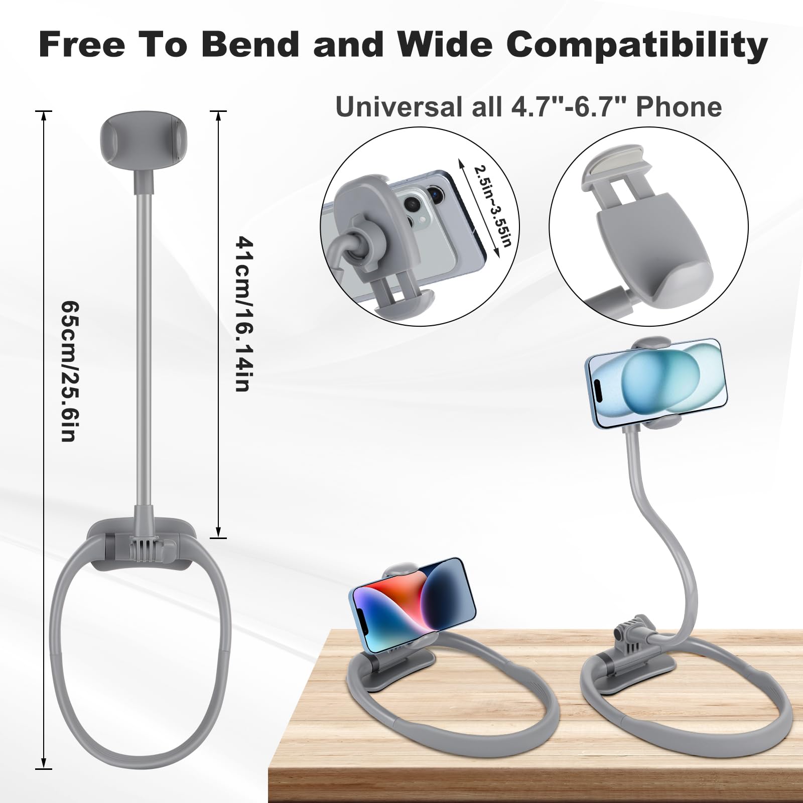 Cell Phone Stand, Neck Cell Phone Holder For Bed, Hand Free Pov/Vlog Selfie Phone Neck Holder For Recording, Universal Multi-Fun