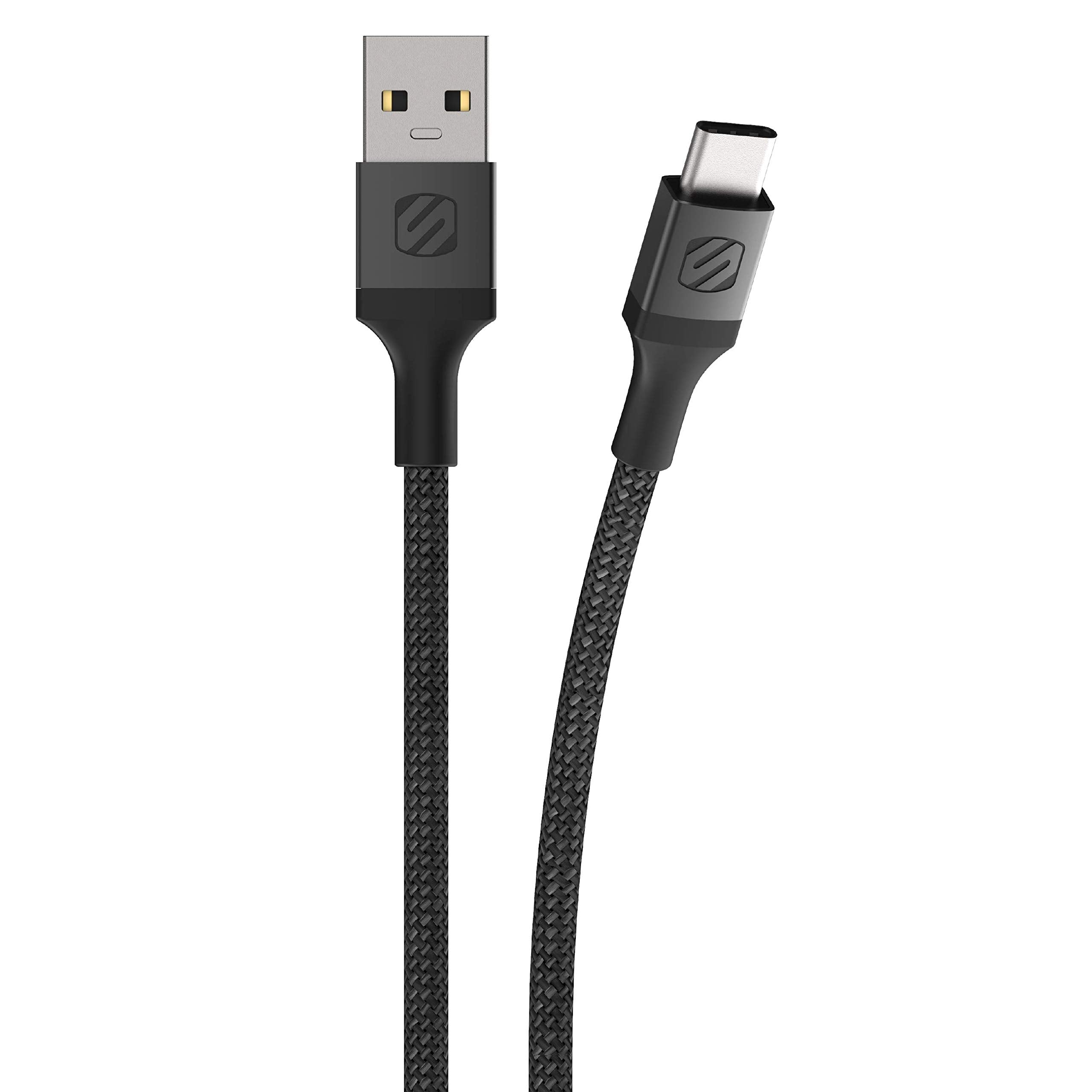 Scosche CAB1 SP STRIKELINE Premium USB to Type C Charge & Sync Braided Cable 1 ft. Black