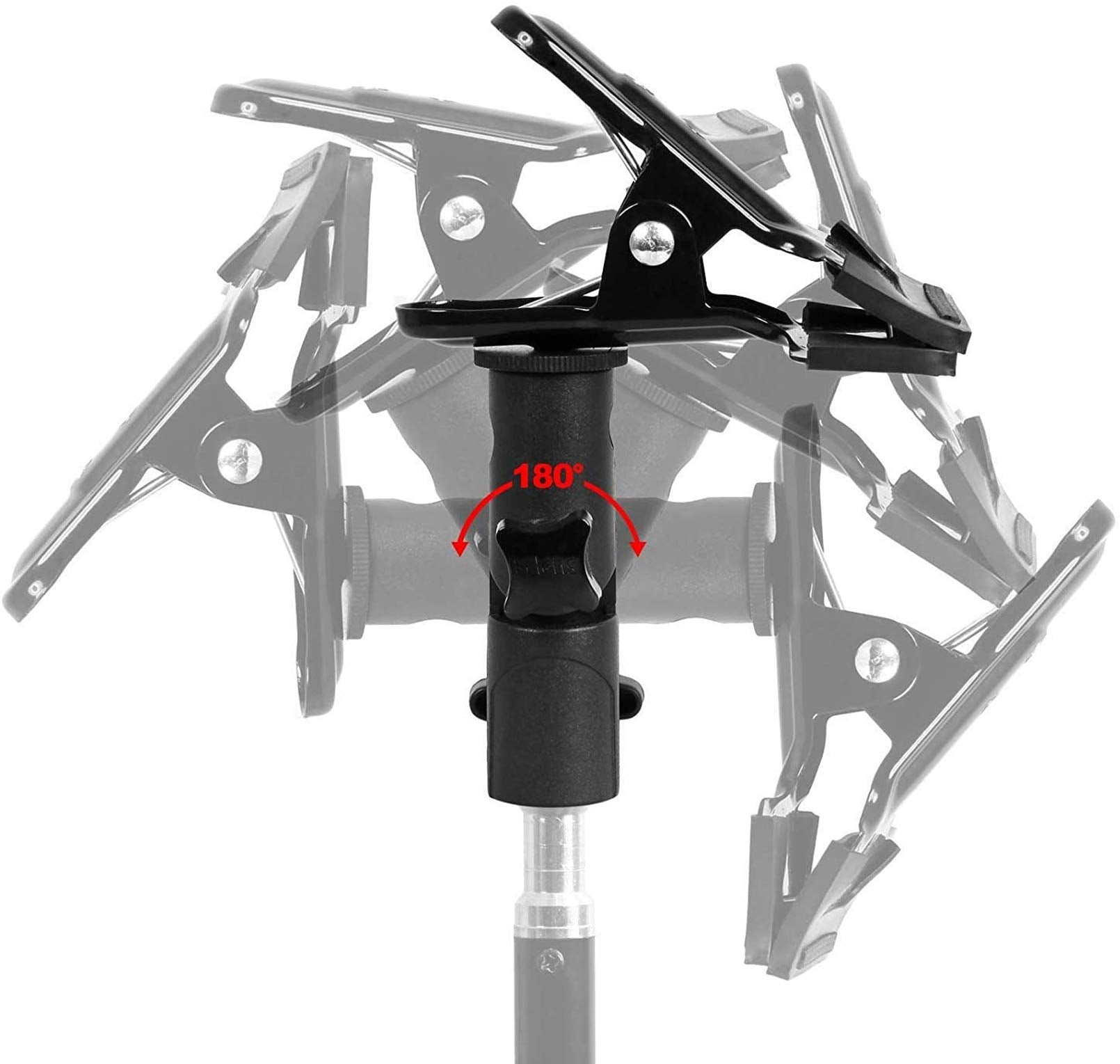 Selens Photography Reflector Clamp Holder Speedlite Hot Shoe Bracket With 1/4' & 3/8' Screw Mount With Photo Studio Light Stand, Lighting Umbrella Reflector