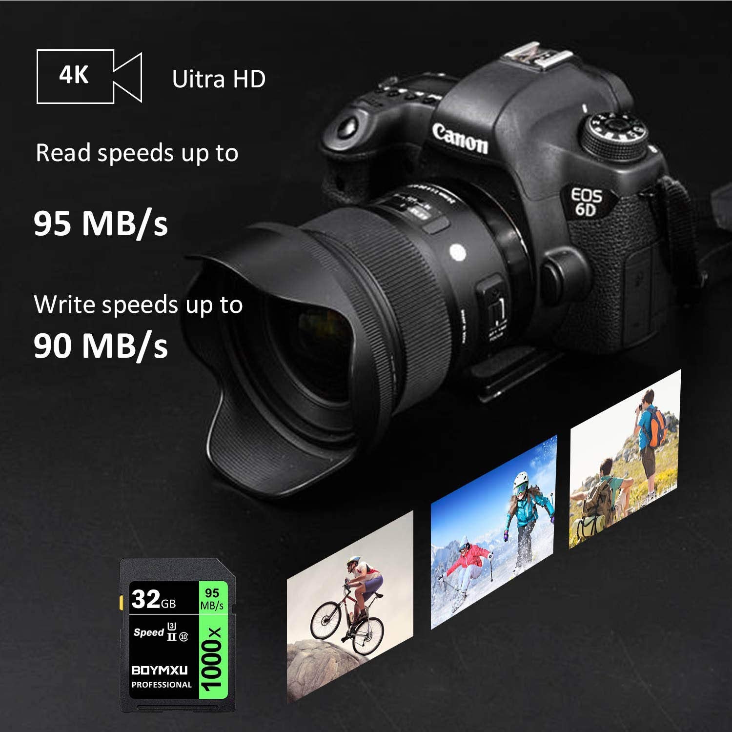 32Gb Memory Card U3, Boymxu Professional 1000 X Class 10 Card U3 Memory Card Compatible Computer Cameras And Camcorders, Camera Memory Card Up To 95Mb/S, Green/Black