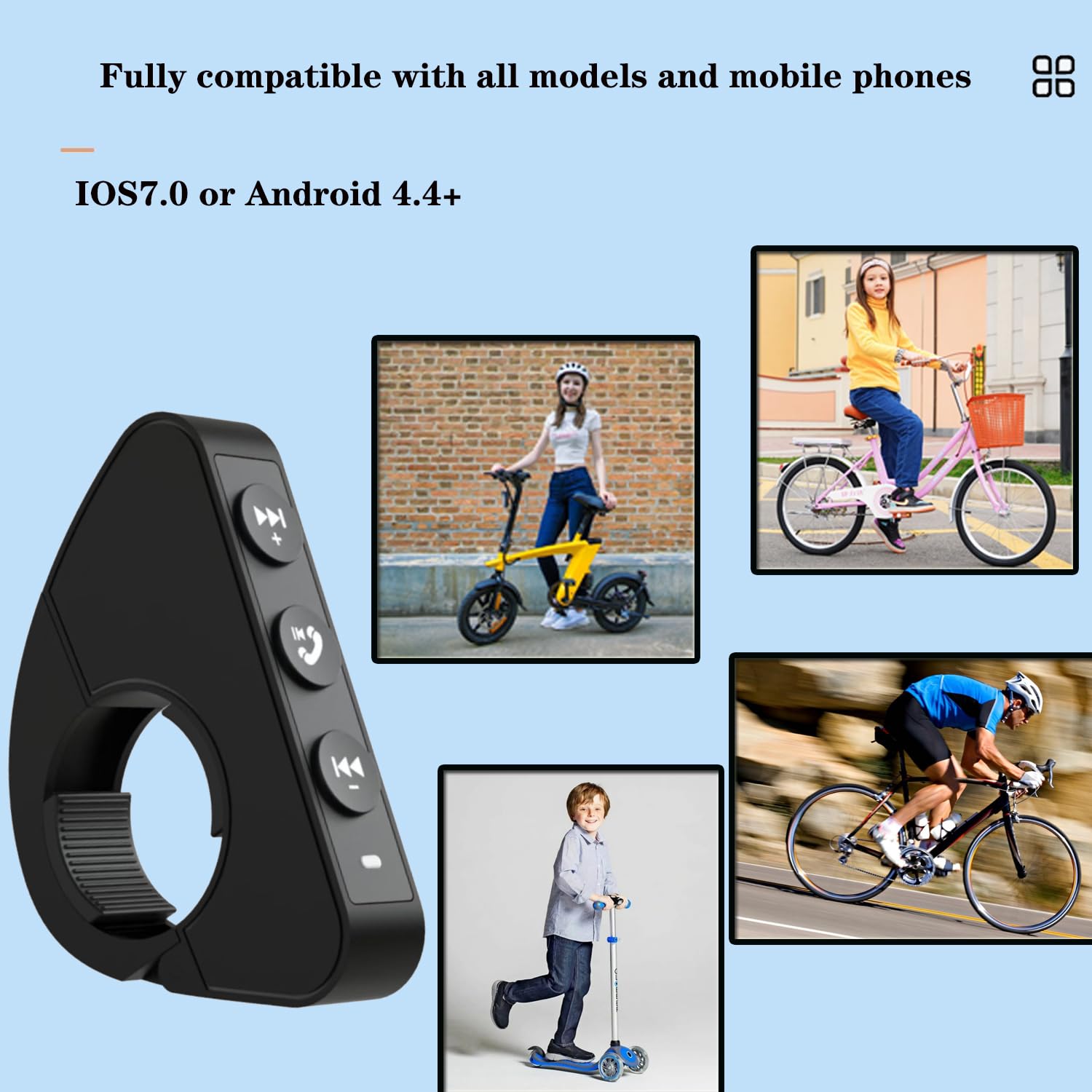 Newnewliu Motorcycle Helmet Headset,Waterproof Multi Functional Bluetooth Smart Remote Control For Bicycles, Motorcycles,Wireles