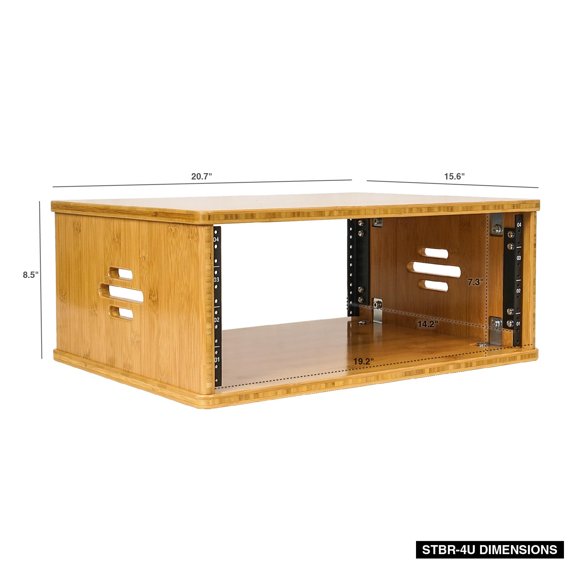 Sound Town Diy 4U Solid Bamboo Studio Rack W/ 14.2'' Depth, Ventilation For Recording Room, Pa/Dj Pro Audio, Home Audio (Stbr 4U