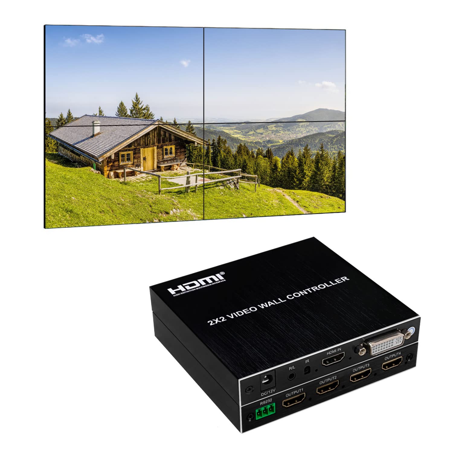 Expert Connect 2X2 Video Wall Controller | 1080P | Hdmi & Dvi Inputs; Hdmi Outputs | 8 Display Modes   2X2, 1X2, 1X3, 1X4, 2X1, 3X1, 4X1