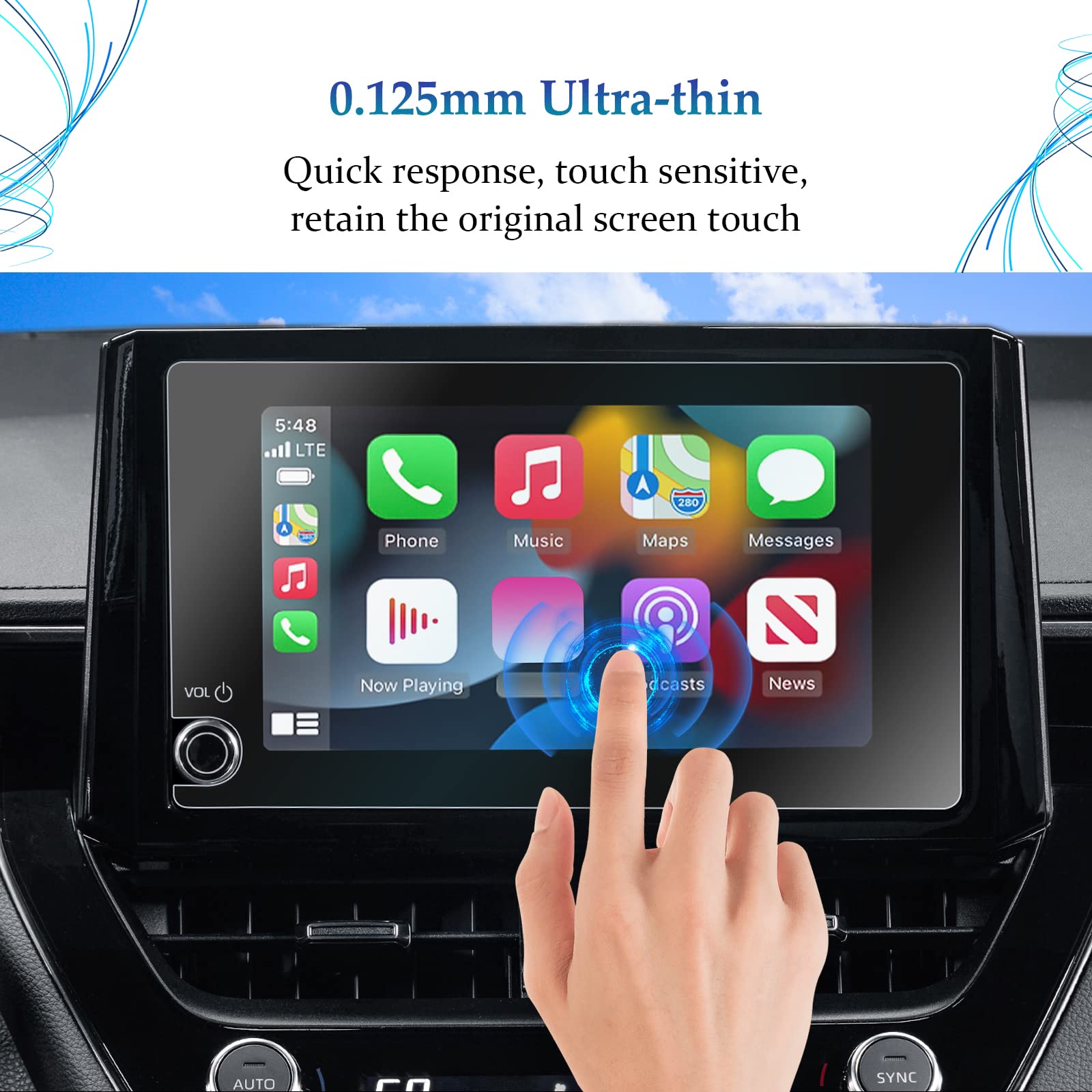 Sktu 2Pcs Screen Protector For 2023 2025 Toyota Corolla/Gr Corolla/Corolla Hybrid 8In Navigation 2024 2025 Corolla Accessories Hd Clear Anti Scratch