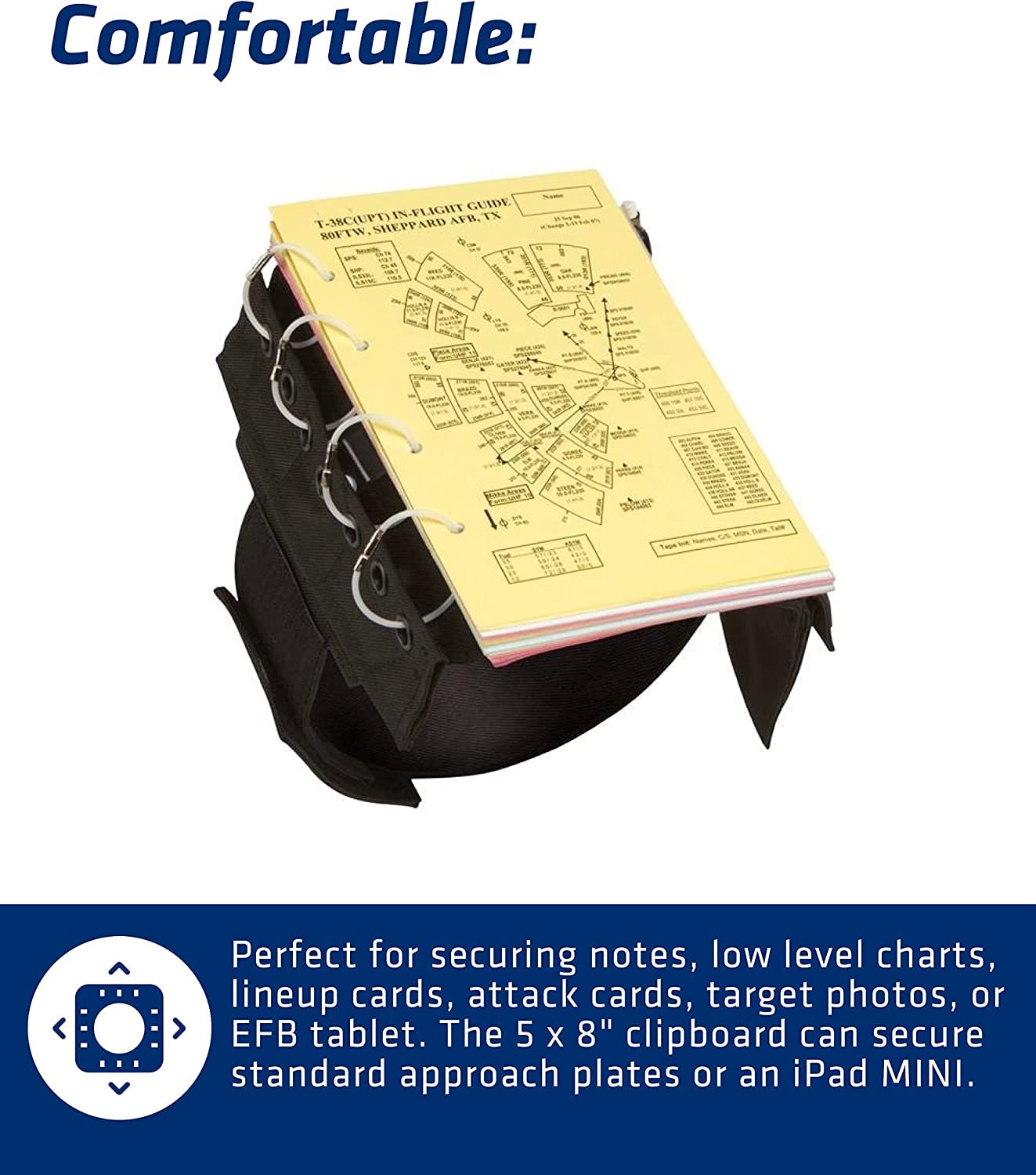 Flyboys   Classic Kneeboard   For Professional Pilots   Durable Design   Clipboard, Tablet & Pen Holder   Flexible & Comfortable   Aviation & Flight Gear   Versatile For Checklists & More   Navy Blue