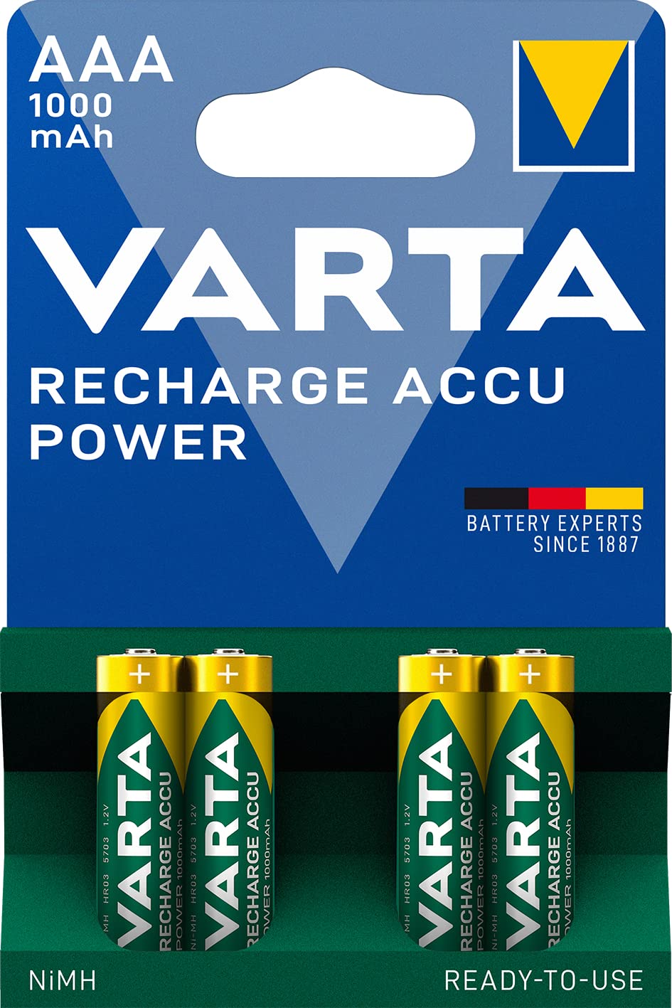 Varta Ready2Use Rechargeable Micro Ni Mh Aaa Batteries 1000 Mah Pack Of 4