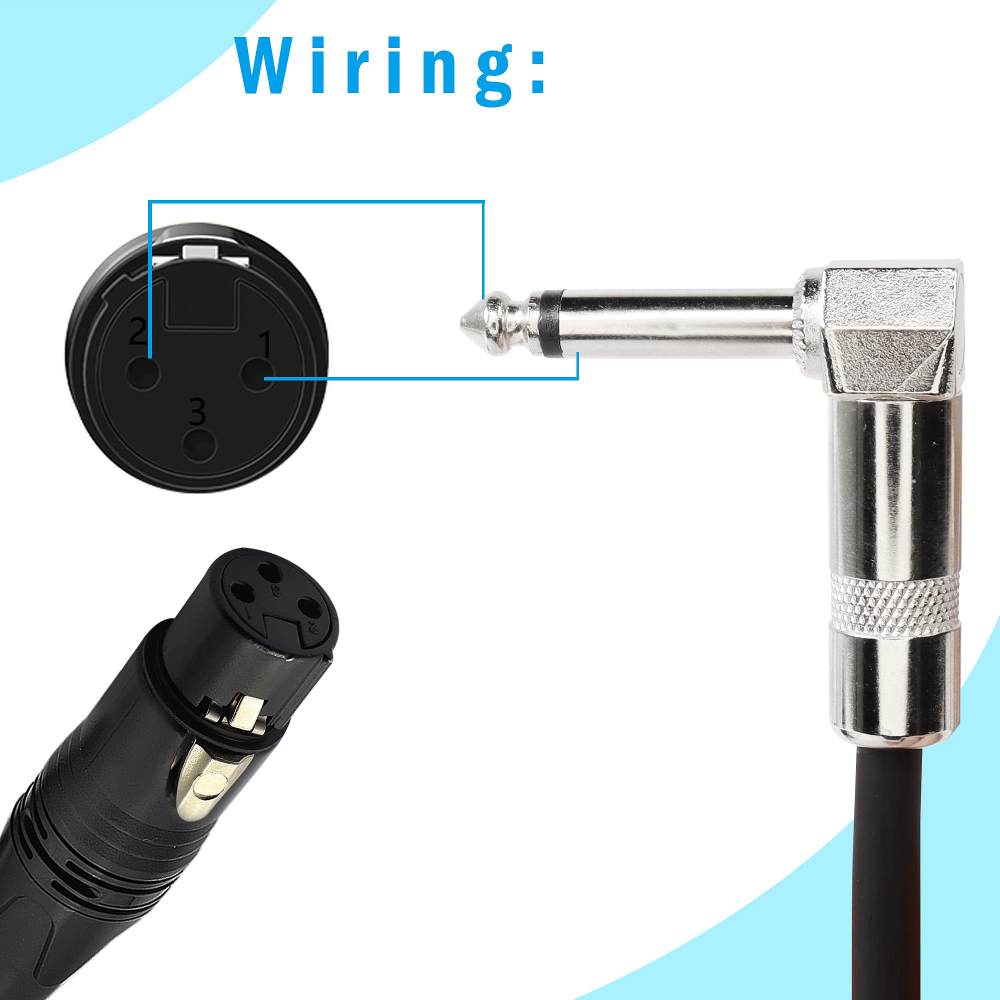 Pngknyocn Right Angle 6.35Mm Mono To Xlr 3 Pin Cable,90 Degree 1/4 Male To Xlr Female Interconnect Cable For Soundbox, Microphone, Power Amplifier Etc(50Cm)