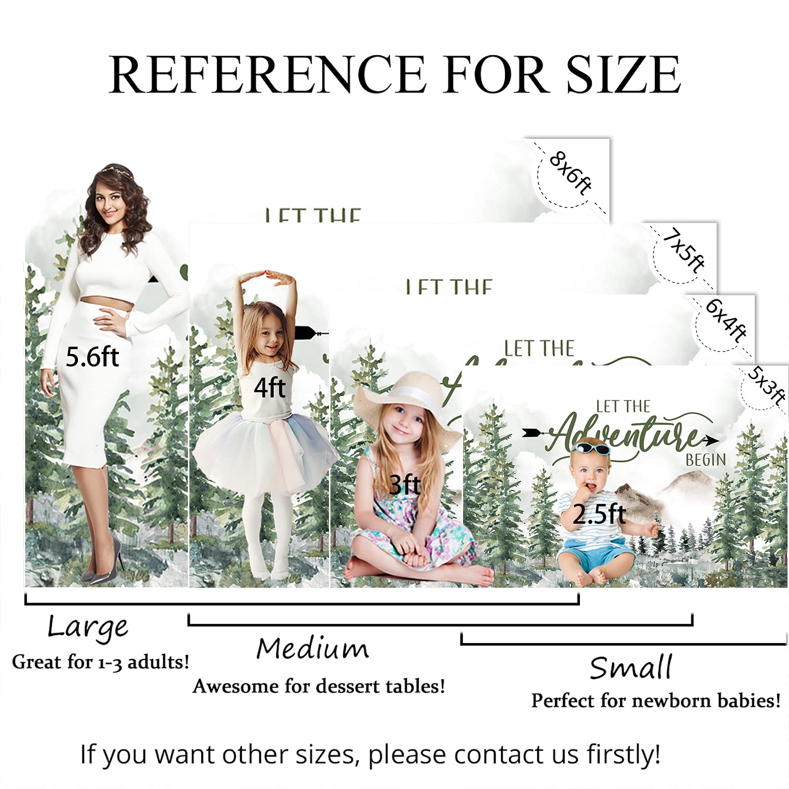 Mocsicka Let The Adventure Begin Backdrop Adventure Awaits Baby Shower Birthday Party Decoration Rustic Forest Mountains Woodlan