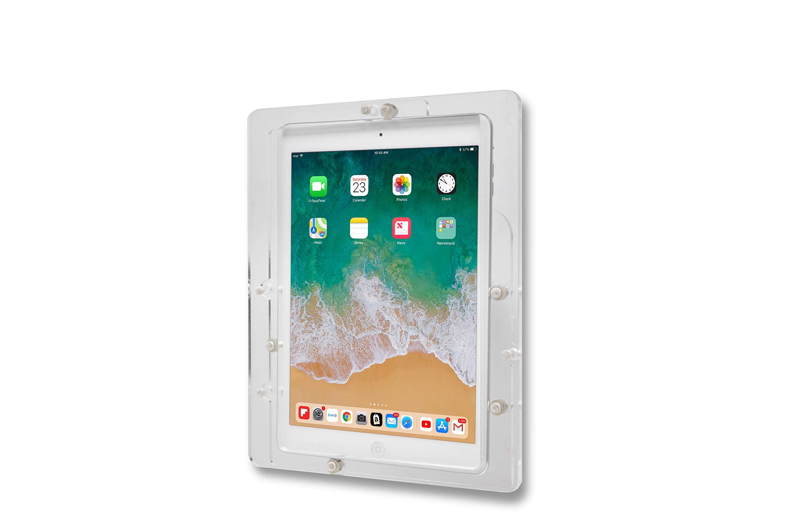 Tabcare Anti Theft Acrylic Vesa Enclosure For Apple Ipad Pro 9.7' With Free Wall Mount Kit & 90 Degree Angle Charge Cable (Ipad Pro 9.7', Clear)