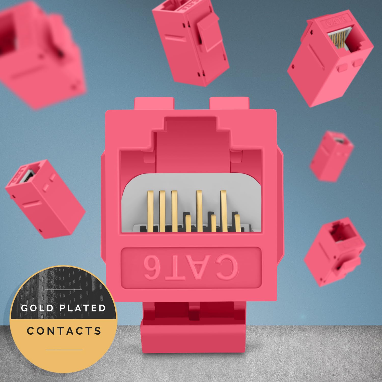 Everest Media Solutions Rj45 Cat6 Keystone Coupler In Pink   24 Pack   Female To Female Ethernet Keystone Jack For Standard Wall
