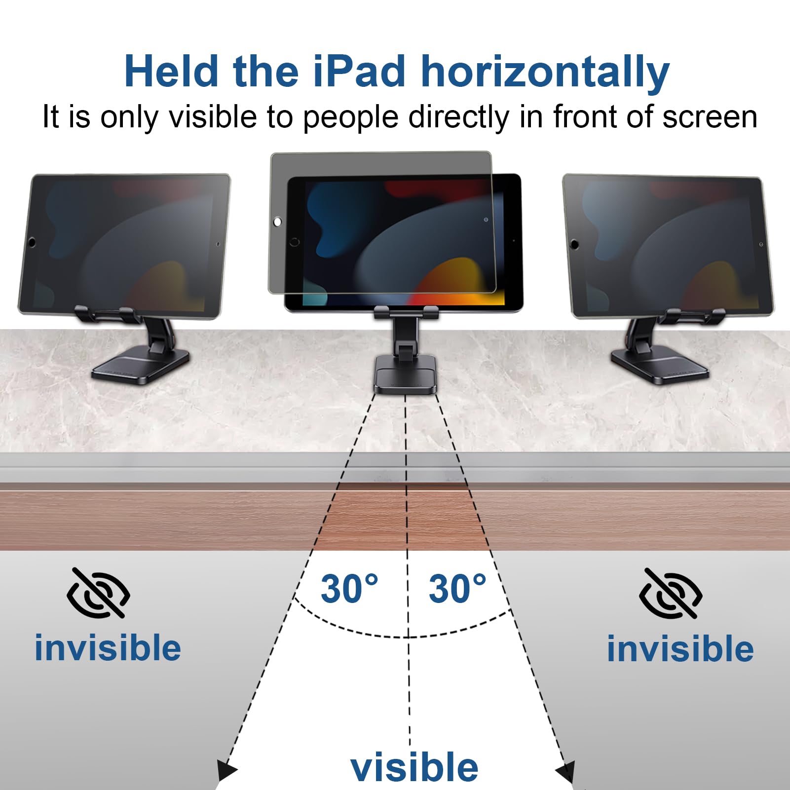 Lapocover Privacy Screen Protector For Ipad 10.2 Tablet 9Th/8Th/7Th 2021/2020/2019 Model, Tempered Glass Privacy Screen Protecto