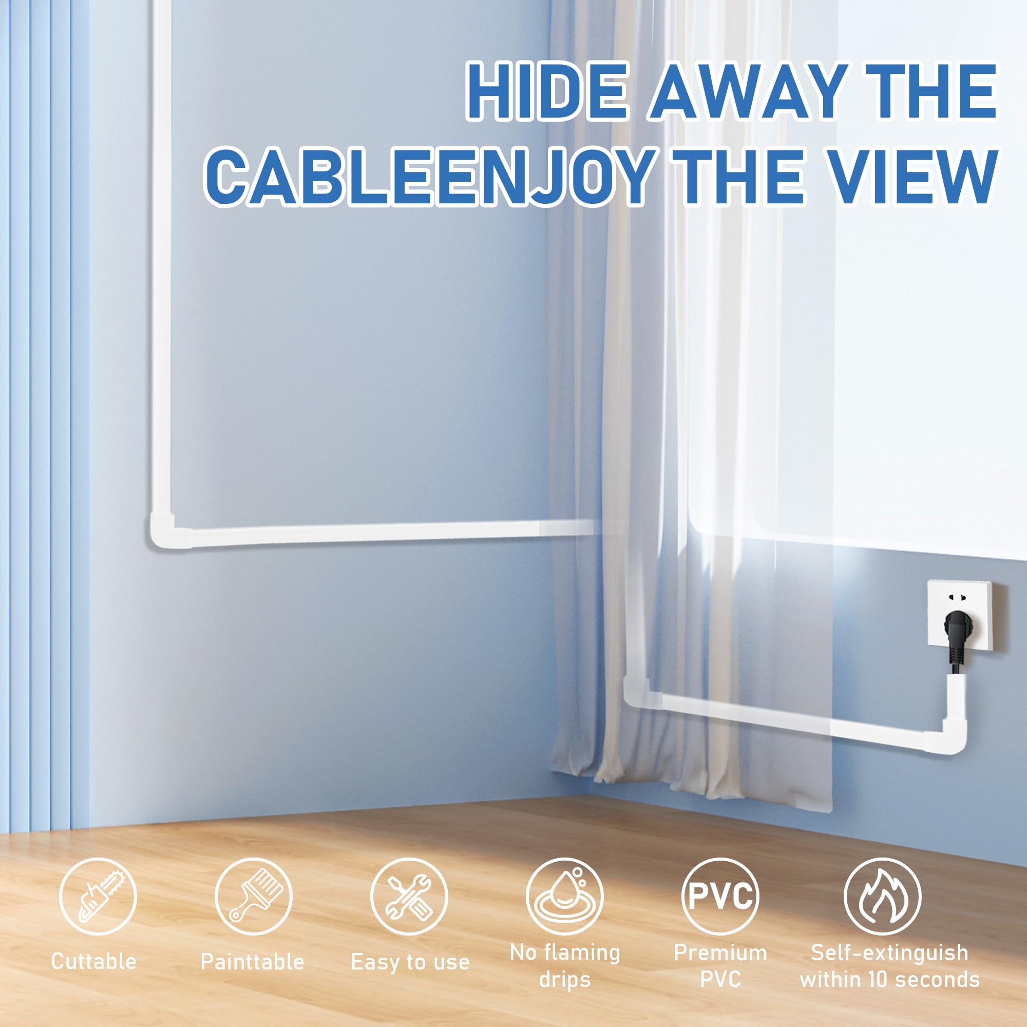 Small Wire Covers On Wall   One Cord Channel Cable Management System   Cable Cover On Wall For Home And Office, 8 Pack 125 Inch,