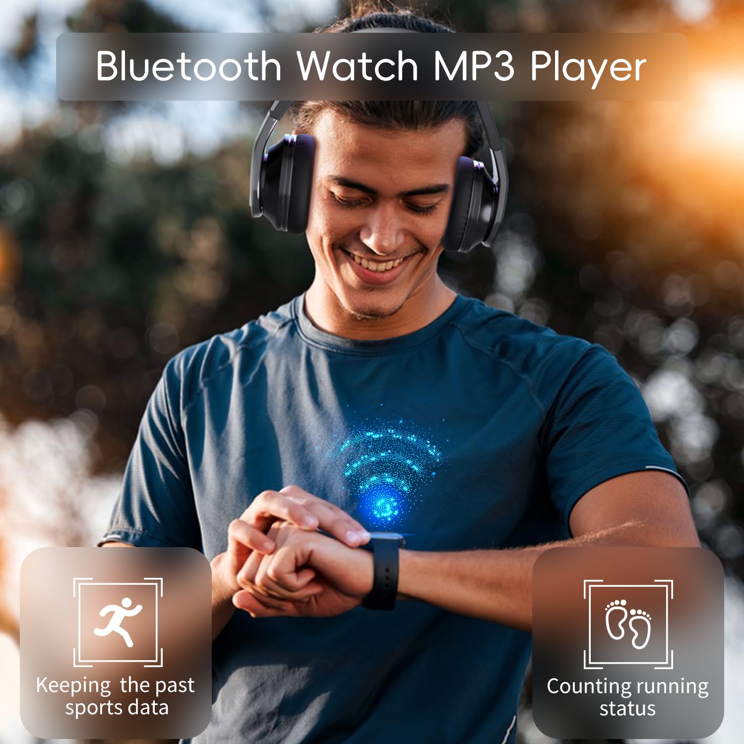 Wiwoo Mp3 Player With Bluetooth, 16Gb Sport Bluetooth Mp3 Player With Watch Band And Clip For Climbing Hiking Cycling Jogging Yo