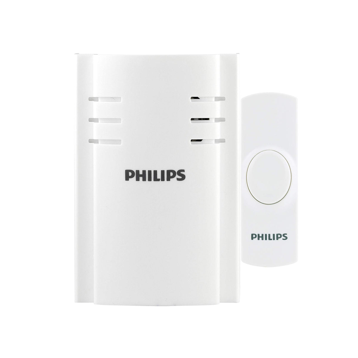 Philips Wireless Doorbell Kit, Plug In Reciever, 1 Push Button, 8 Melodies, 4 Volume Levels, 150 Ft Range, White, Des2180W/27