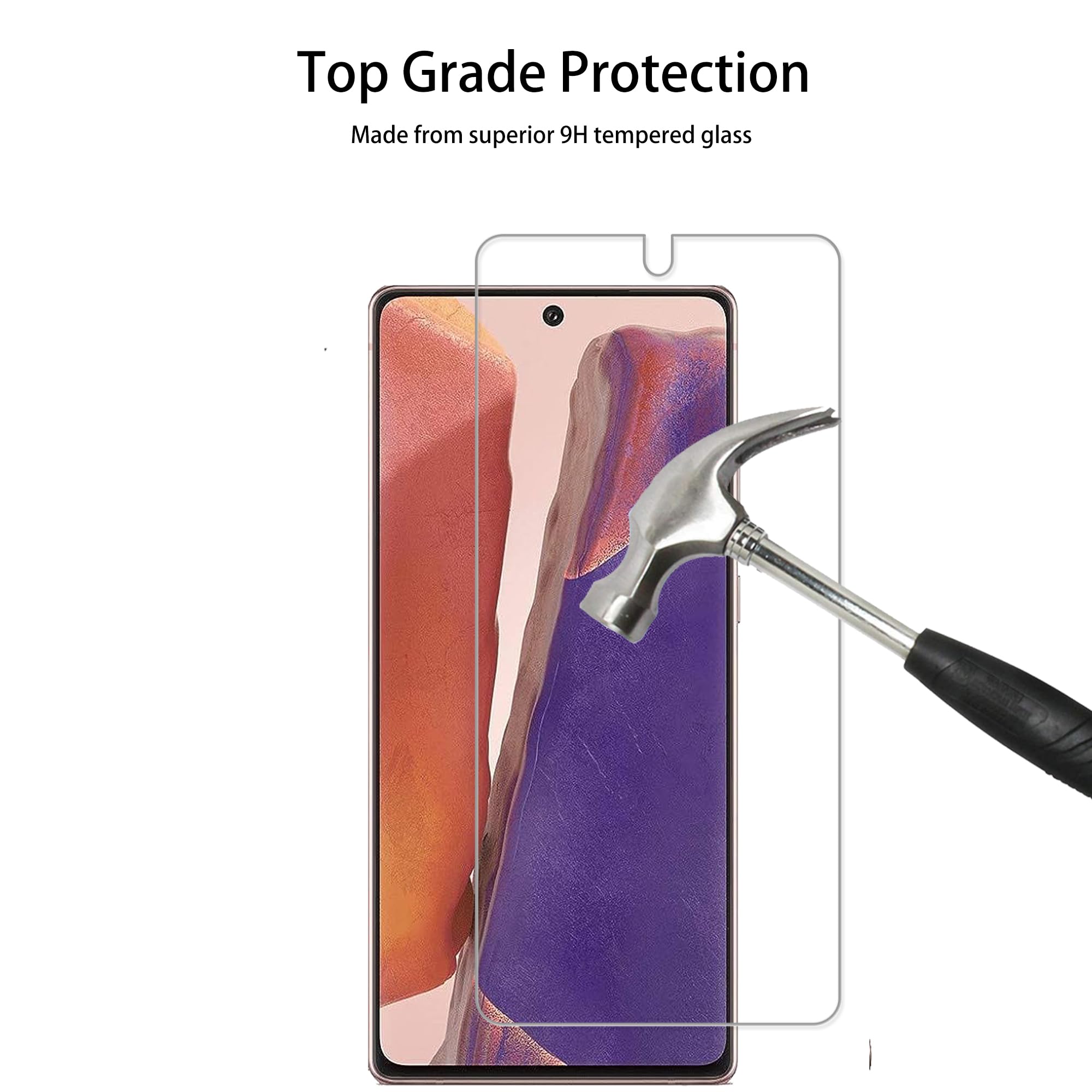 Hkkais Screen Protector For Samsung Galaxy Note 20 5G Tempered Glass Film 2 Pack With Camera Lens Protector 2 Pack Easy Alignmen