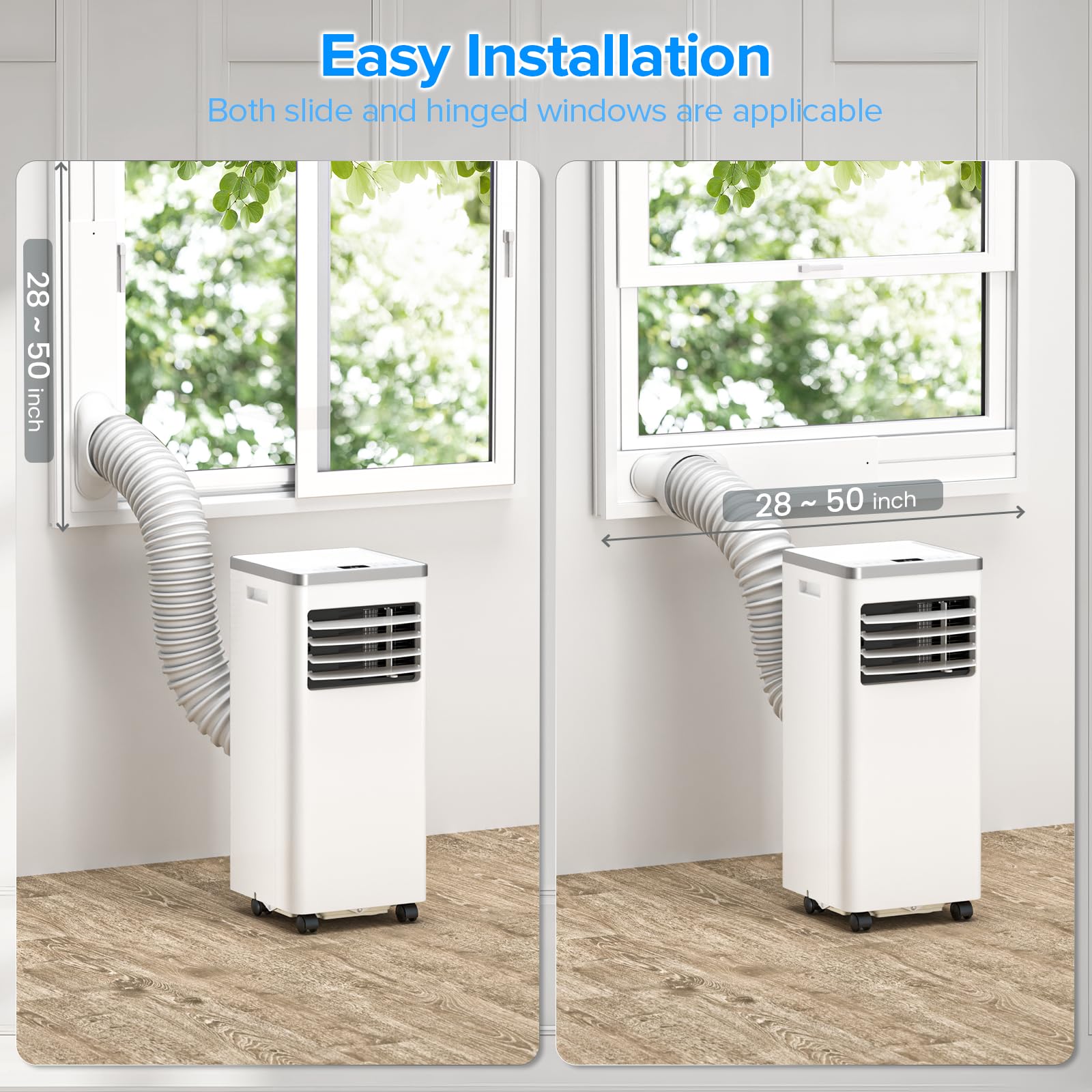 Zafro Portable Air Conditioner 8000 Btu (Ashrae) Cools Up To 350 Sq. Ft., Remote Control, Led Display, 4-In-1 Modes Portable Ac
