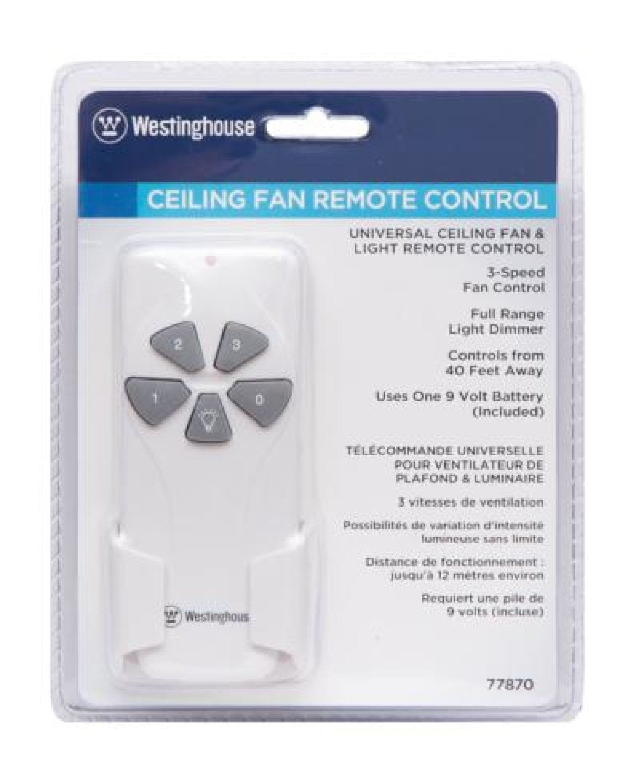 Westinghouse Lighting 7787000 Ceiling Fan And Light Remote Control, White