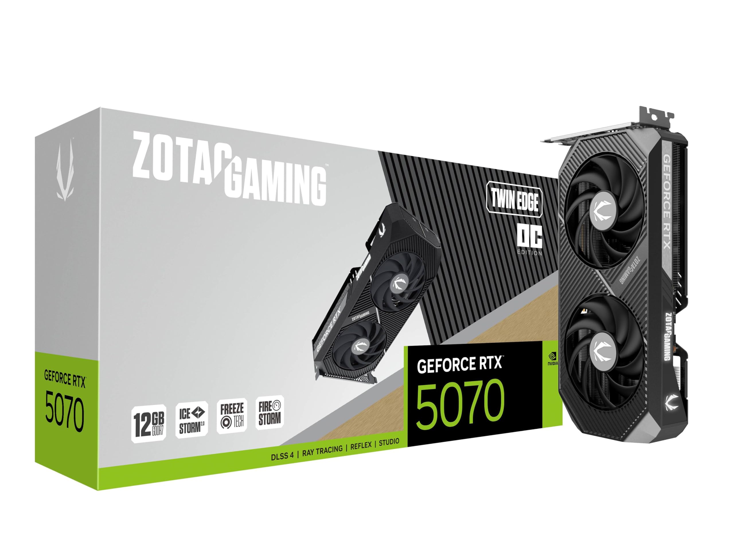 ZOTAC Gaming GeForce RTX 5070 Twin Edge OC DLSS 4 12GB GDDR7 192-bit 28 Gbps PCIE 5.0 Gaming Graphics Card, IceStorm 2.0 Cooling