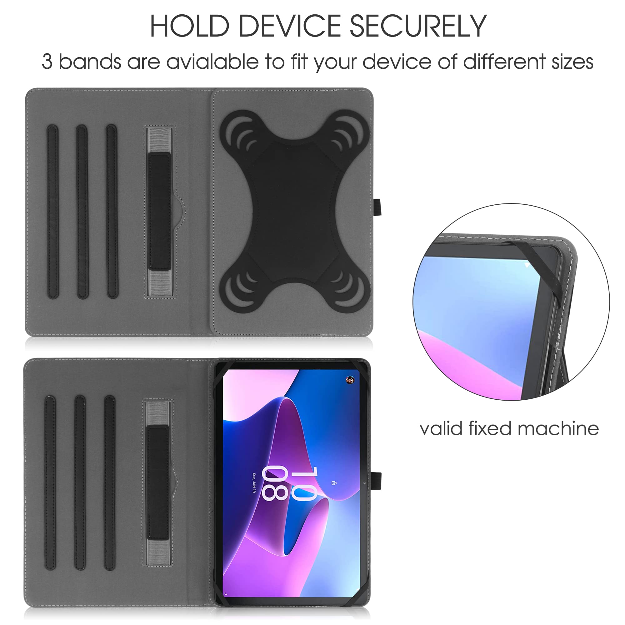 Hgwalp Universal Case For 9Inch 10.5Inch Tablet,Multi Viewing Angels Pu Leather Stand Folio Case Cover With Handstrap For 9'' 10