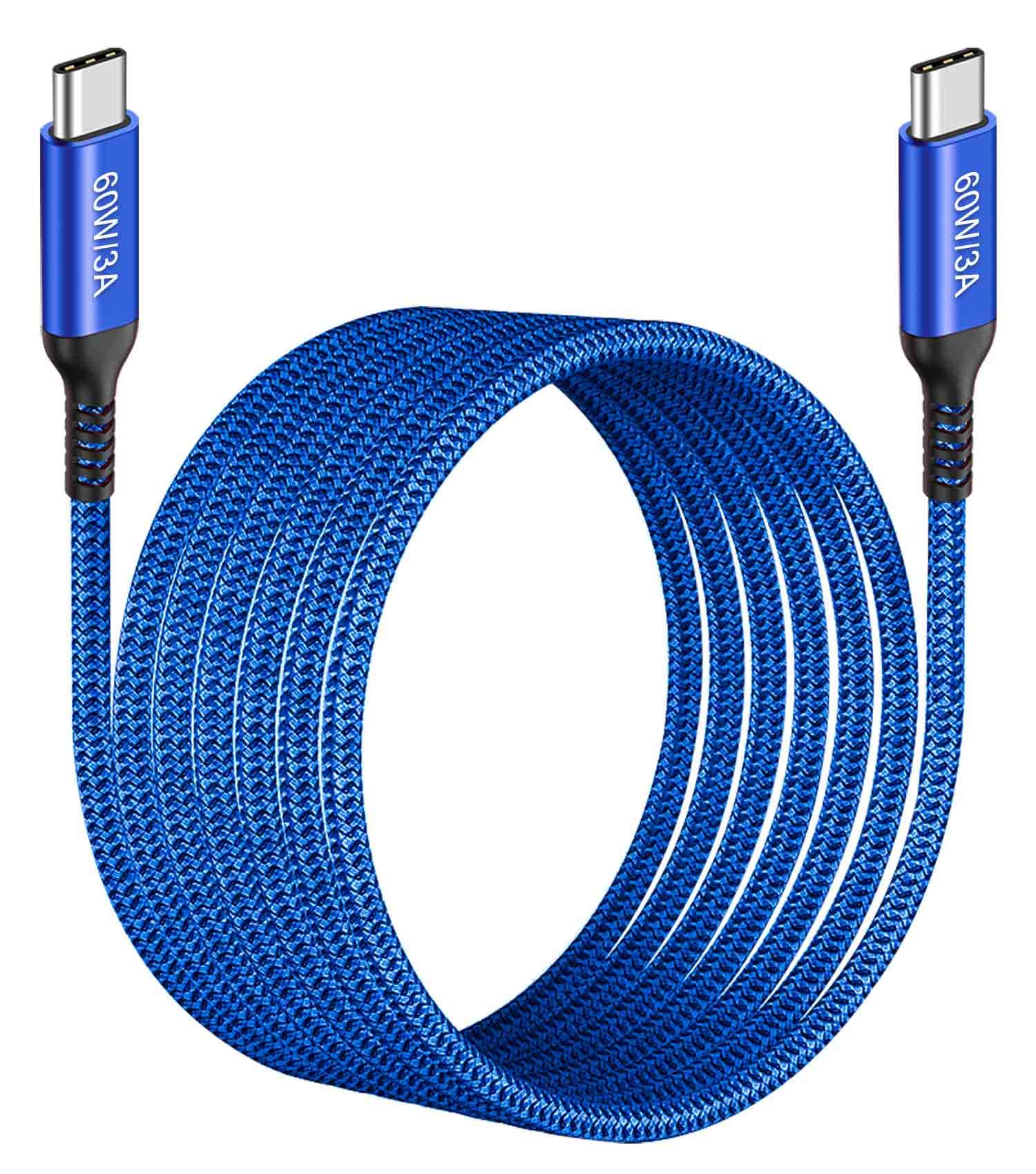 15Ft Usb C To Usb C Cable Long, 60W Usb Type C Fast Charging Pd Charger Braided Cord For Iphone 15/15 Pro,Ipad Pro 12.9 5Th 4Th 