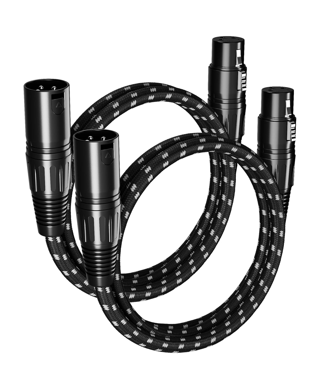 Glanics Xlr Cables 3Ft 2 Pack, Xlr Microphone Cable Balanced Shielded Nylon Braided Cord 3 Pin 3 Feet Xlr Male To Female For Mic