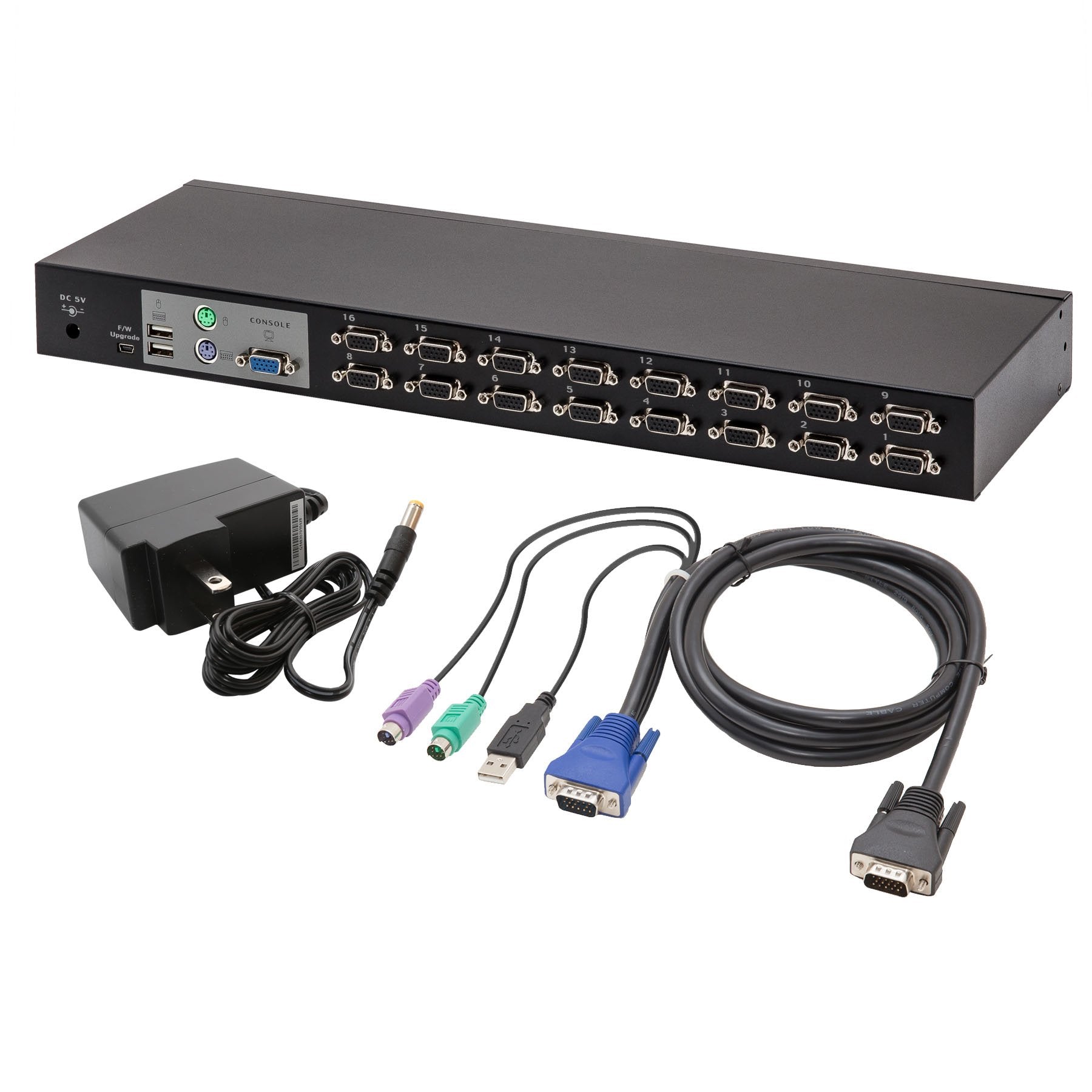 Enterprise 16-Port Combo USB & PS/2 KVM Switches, On-Screen-Display (OSD) and Cascade Chain Functions, Daisy-chainable up to 3 L