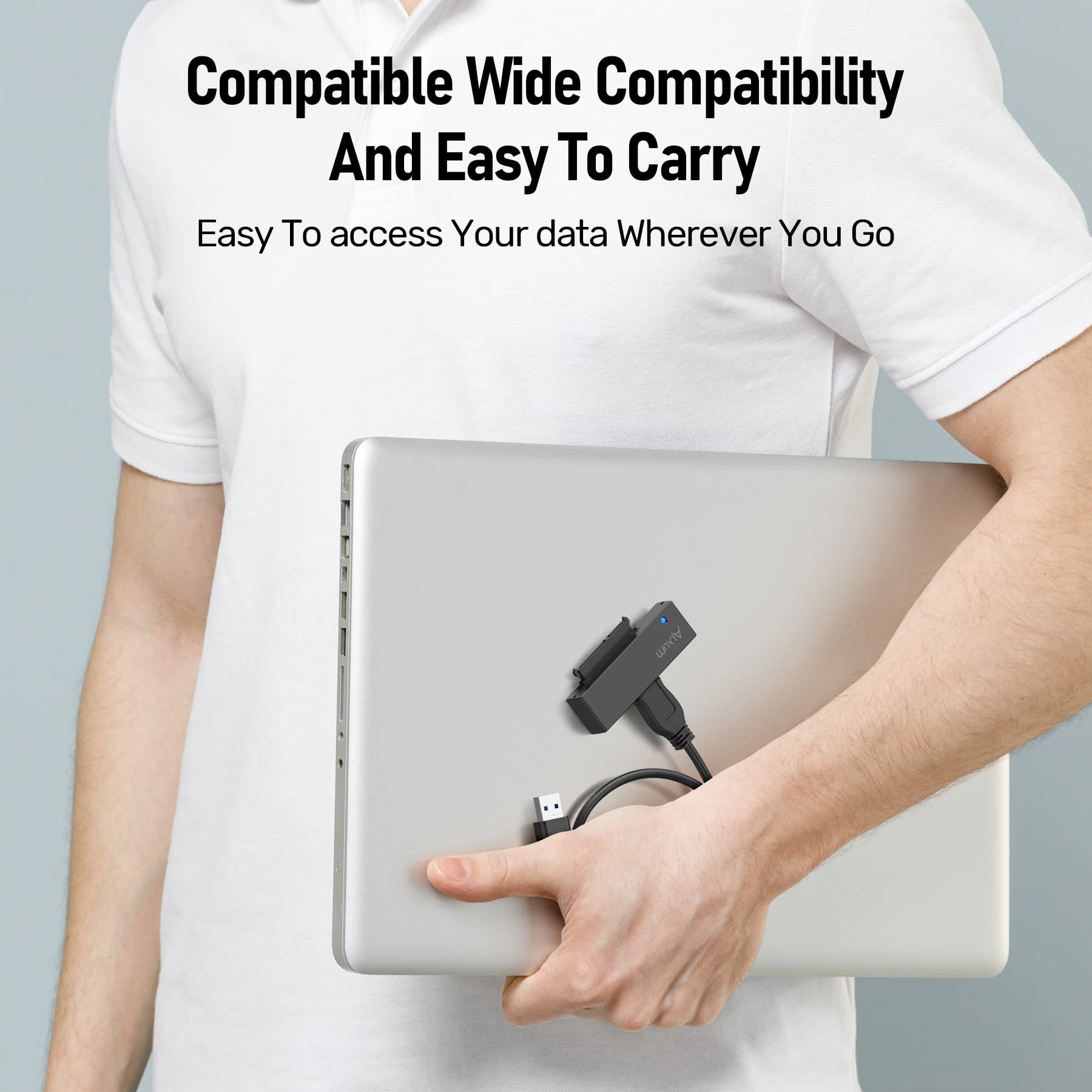 Alxum Usb 3.0 To Sata Converter Cable For 2.5 & 3.5 Inches Ssd Hdd, Hard Drive Adapter With 12V 2A Power Adapter And Usb 3.0 Cab