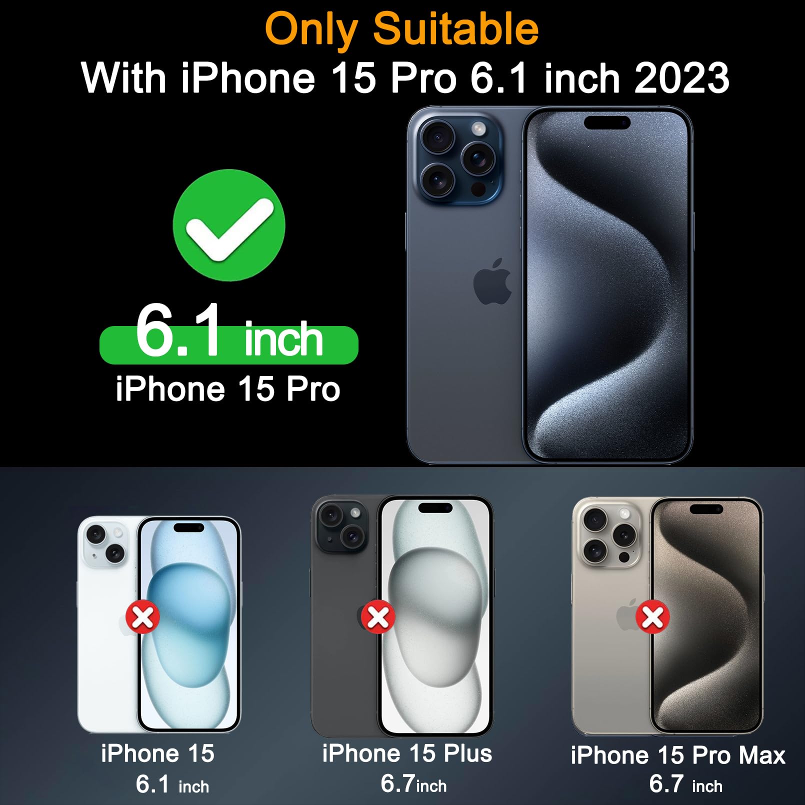 Milomdoi 3 Pack Screen Protector For Apple Iphone 15 Pro With 3 Pack Tempered Glass Camera Lens Protector, Ultra 9H Accessories,