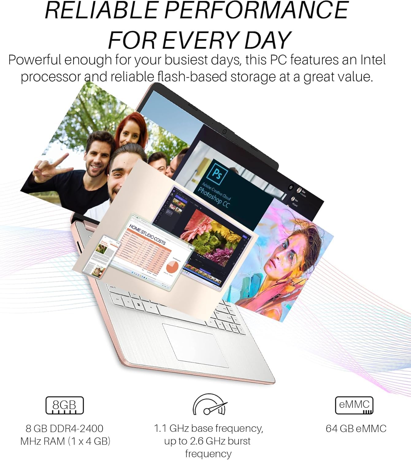 Hp 14 Inch Laptop Student Business, Intel Celeron N4120, 8 Gb Ram, 384 Gb Storage(128Gb Emmc+256Gb Msd), 1-Year Office 365, Inte