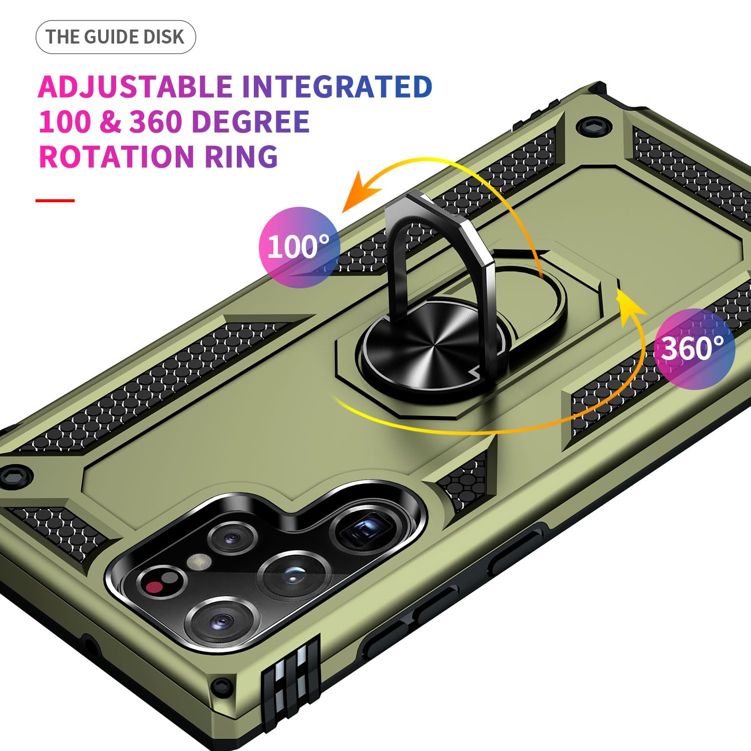 Addit Case For S22 Ultra Phone Case Samsung Galaxy S22 Ultra Case, Military Grade, Heavy Duty, With Ring Holder Stand, Support M