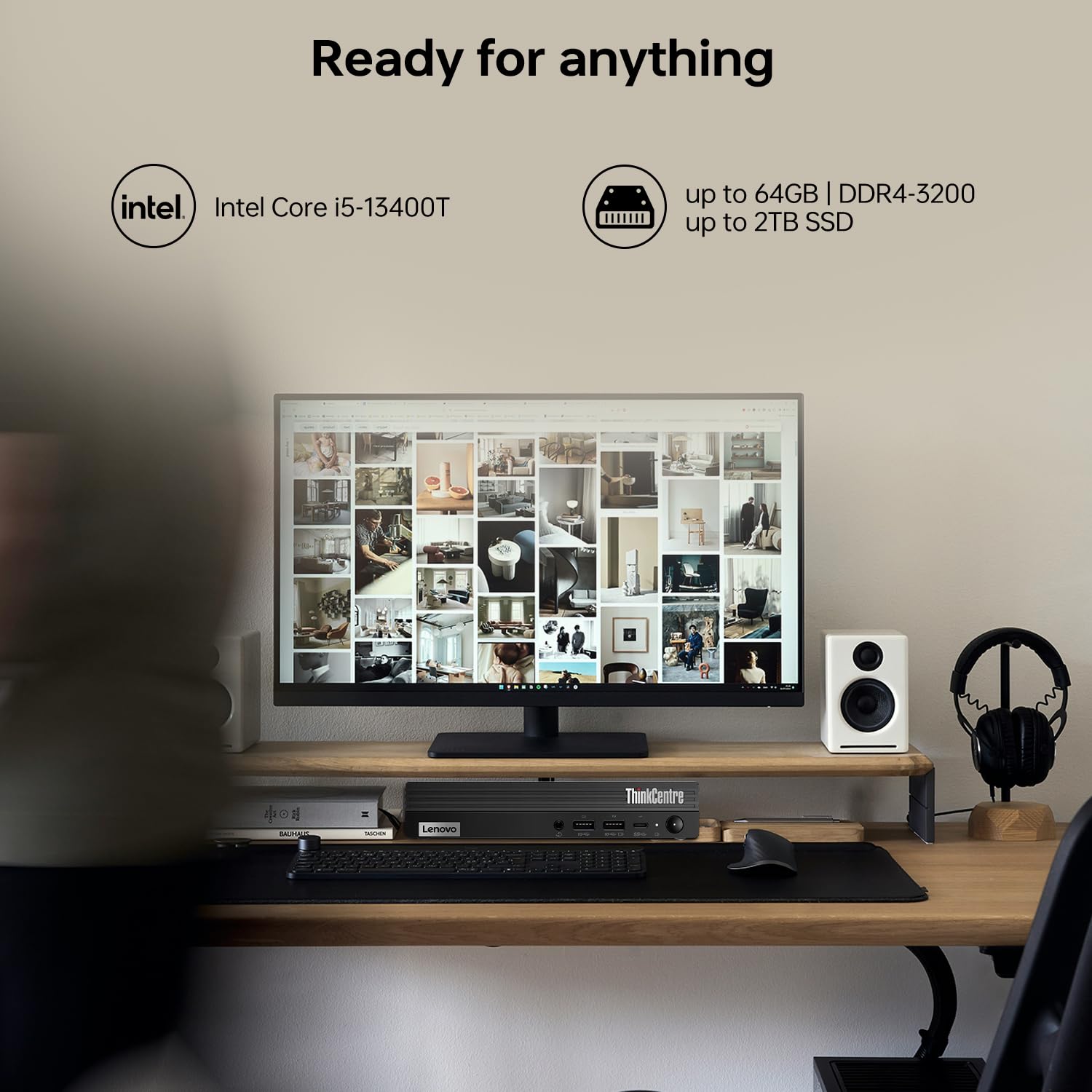 Lenovo Thinkcentre M70Q Gen 4 Business Mini Desktop, 13Th Gen Intel Core I5-13400T, 32Gb Ram, 1Tb Pcie Ssd, Support 2-Monitor 4K