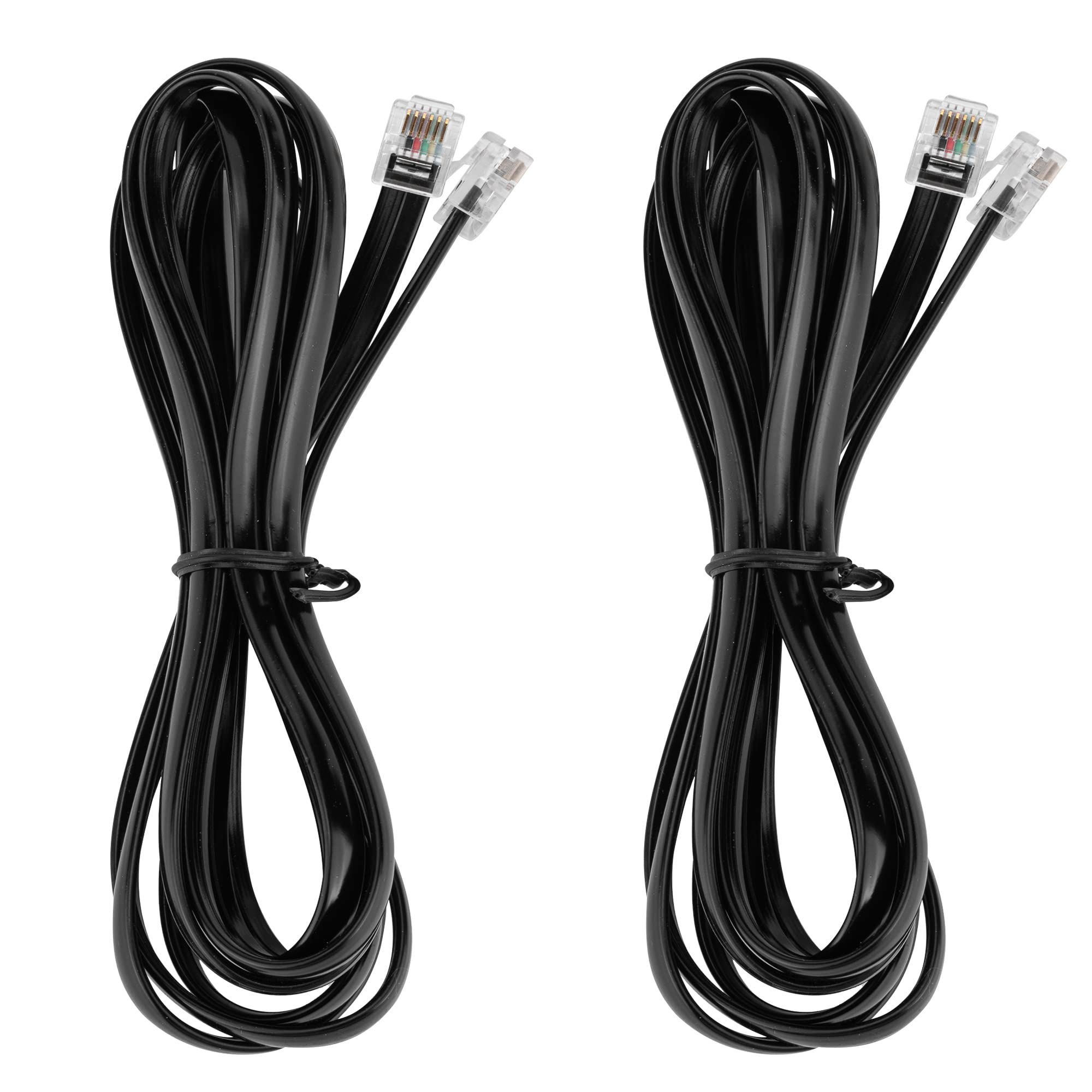 Lansensu Rj12 Cable Phone Cord Rj12 6P6C Male To Male Straight Wired For Both Data And Voice Use   2Pack (Black, 6.6Ft)
