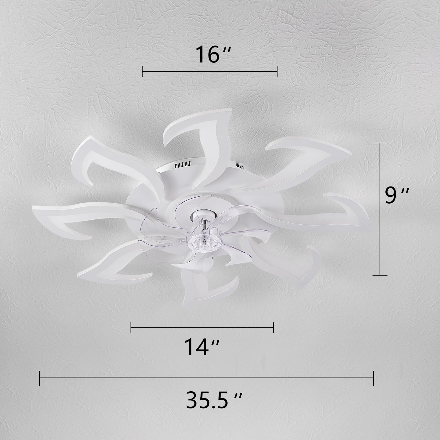 Modern Ceiling Fan With Light And Remote, Low Profile Ceiling Fans With Lights, 36 Inch White Flush Mount Ceiling Fan With 3 Lig