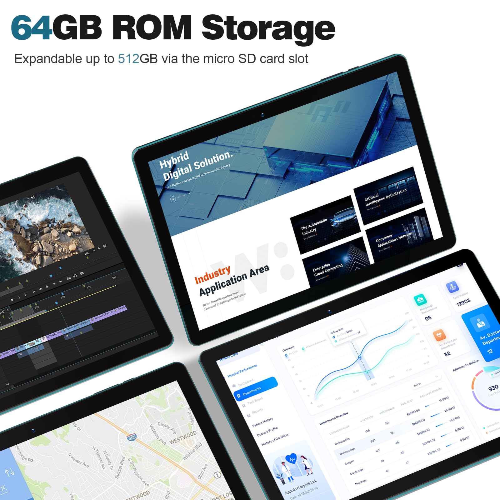 Pritom M10 10 Inch Tablet   Android 13 Tablets With 4Gb(+2Gb Expand) Ram, 64Gb Rom, 512Gb Expand, Quad Core, Hd Ips Screen, Dual