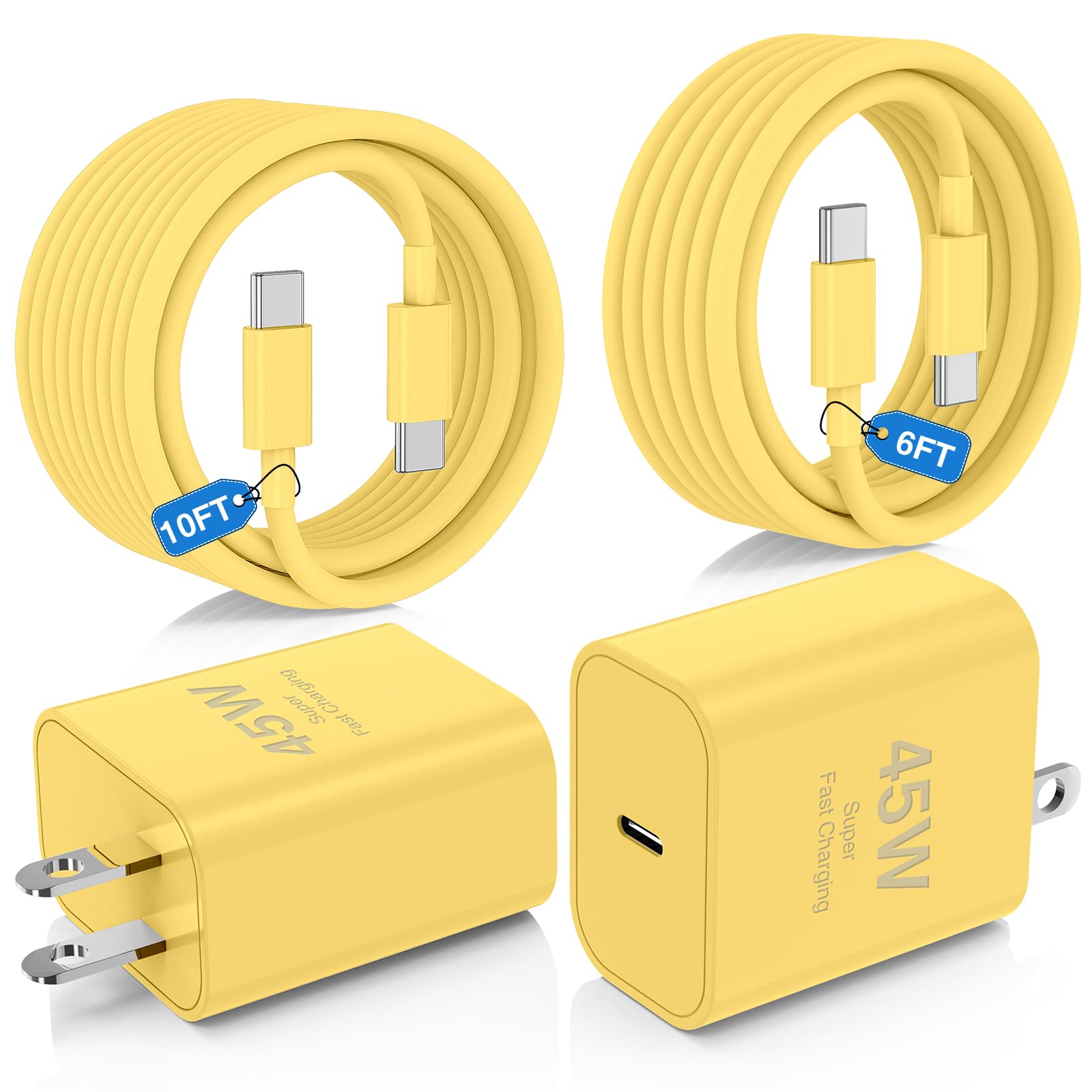45W Super Fast Charger Type C for Samsung Galaxy S25/S24/S23 Ultra,USB C Android Phone Charger with 6FT/10FT Type C Cords for Ga