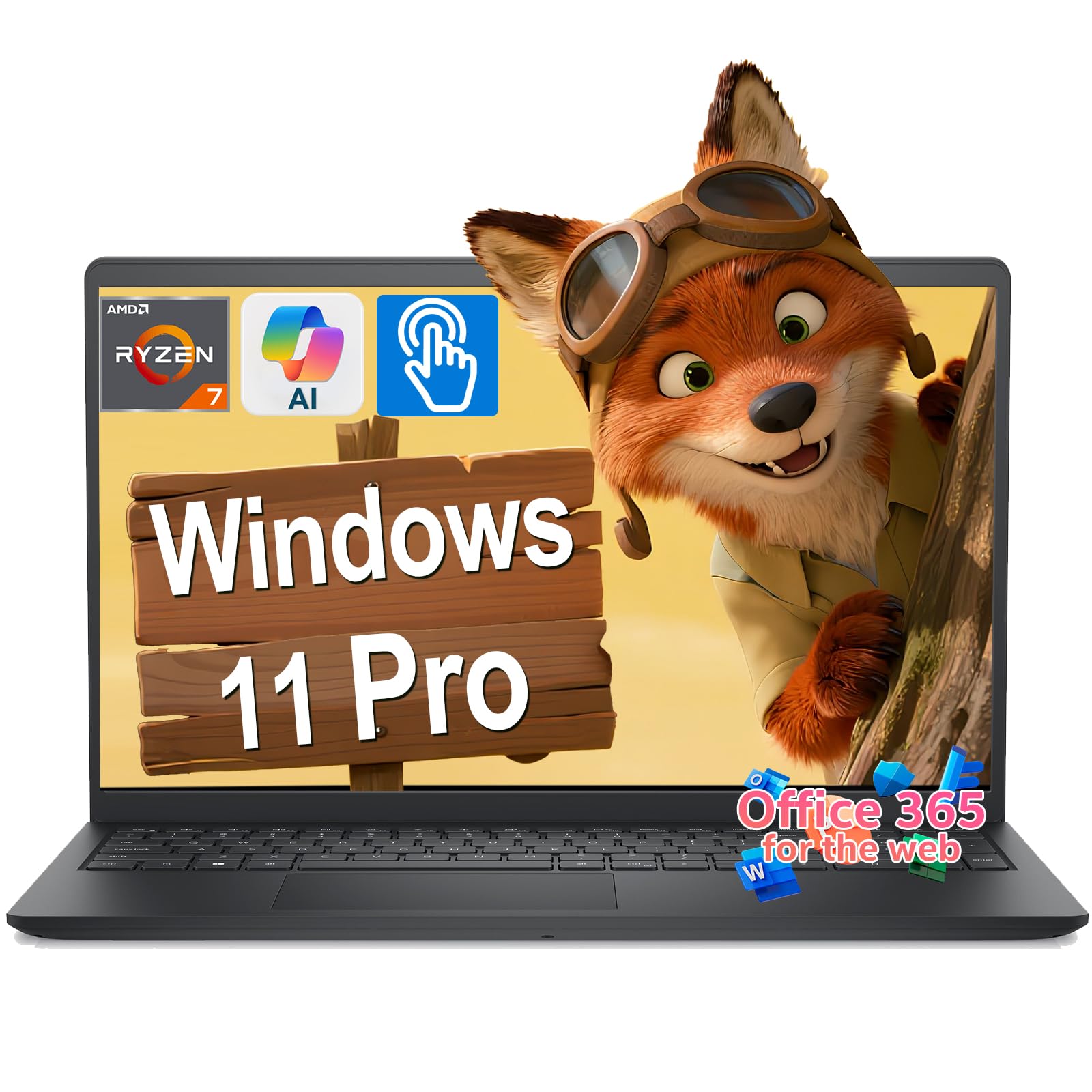 Dell 15 Touchscreen Laptop dc15255 for Business & Student, AMD R7 7730U(Beats Intel core i7-1355u), 16GB RAM 512GB SSD,15.6 FHD,