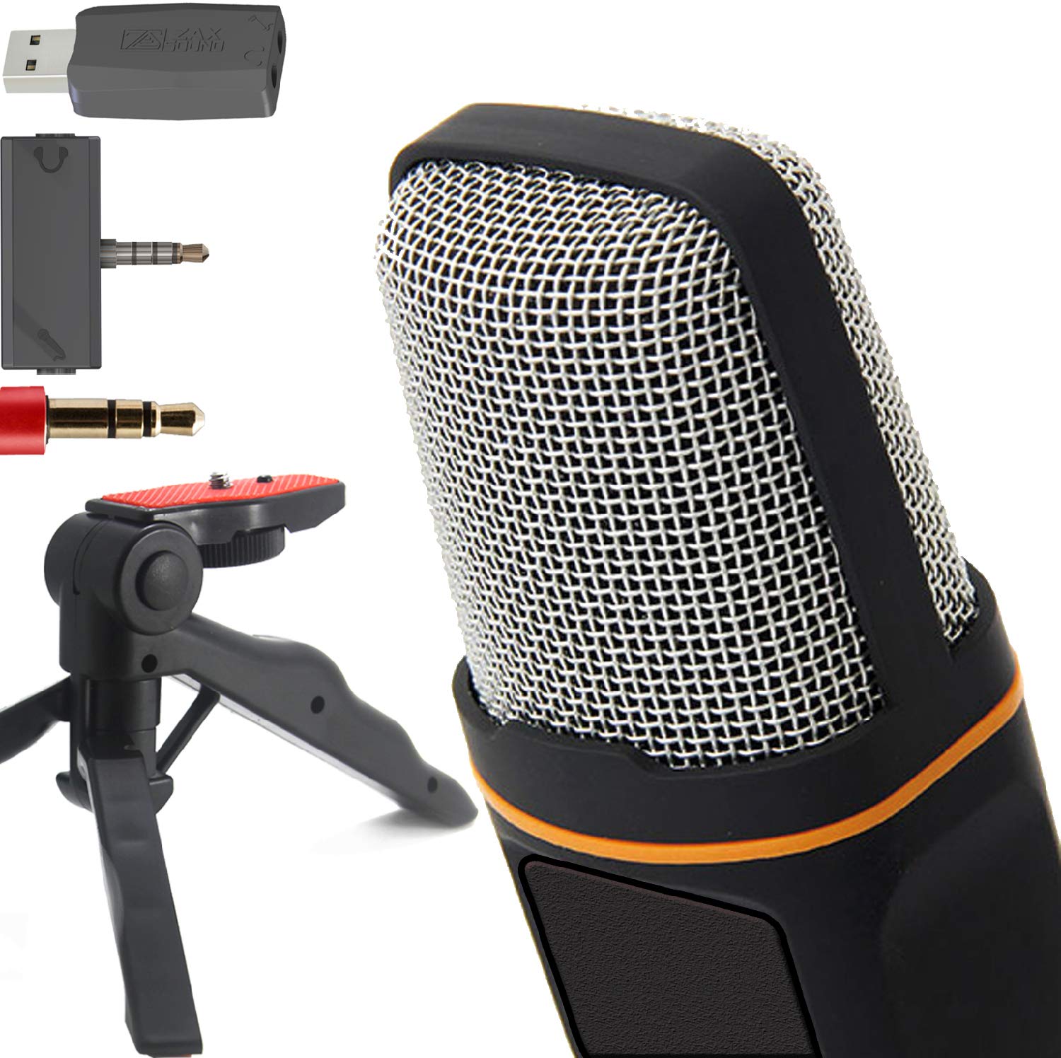 Zaxsound Professional Cardioid Condenser Microphone With Tripod Stand For Pc, Laptop, Iphone, Ipad, Android Phones, Tablets, Xbo