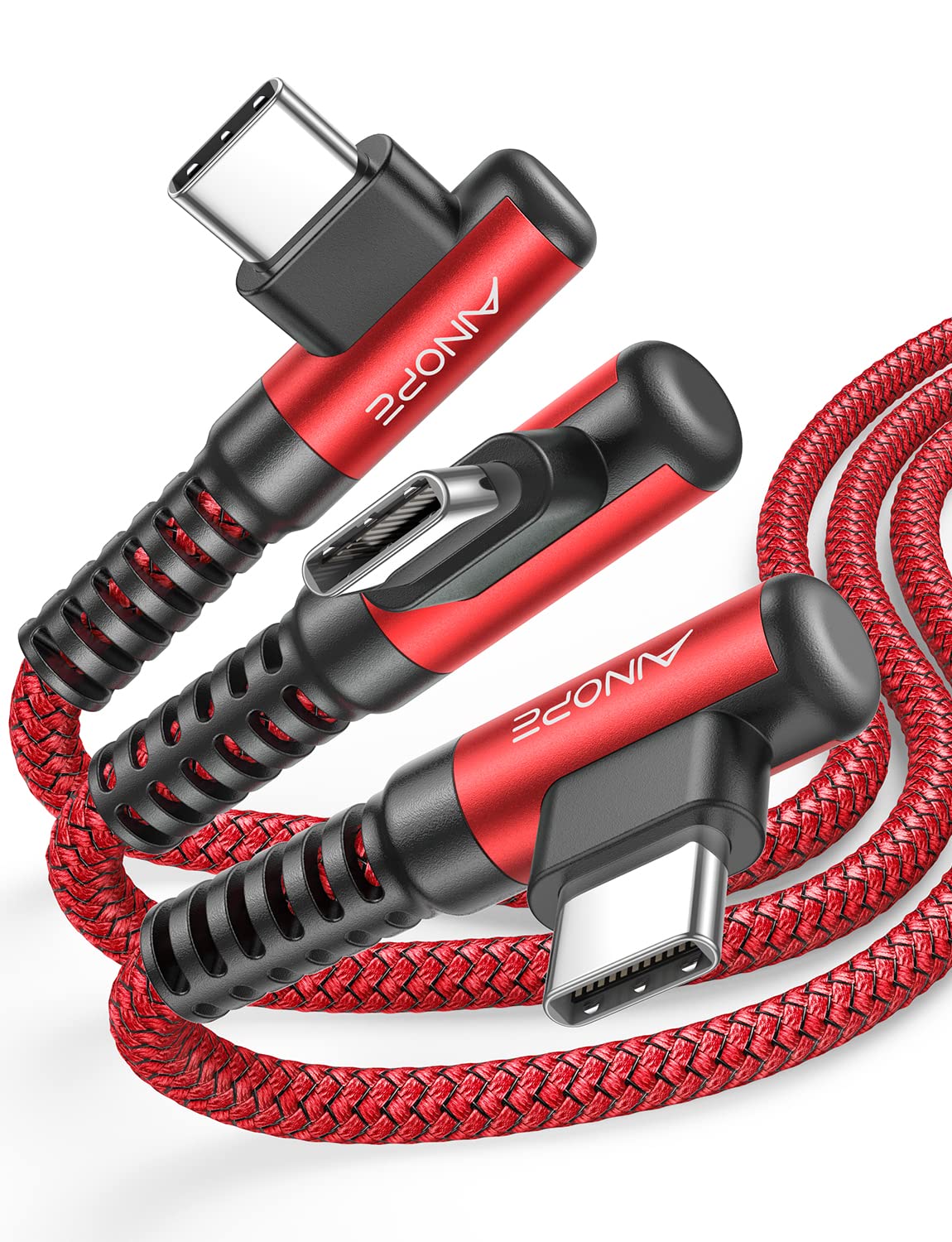 Ainope Usb C To Usb Cable [3 Pack 3.3Ft/6.6Ft/10Ft] 3.1A Usb Fast Charge Cable Right Angle, Resistant Nylon Braided Usb C Chargi