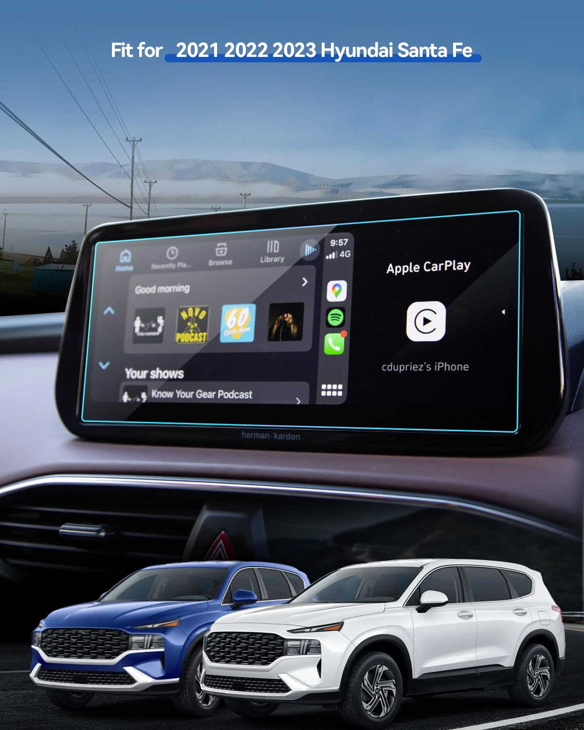 Lantu Car Screen Protector For 2021 2022 2023 Hyundai Santa Fe (Sel/Xrt/Limited/Calligraphy) Hybrid Accessories Navigation Touch