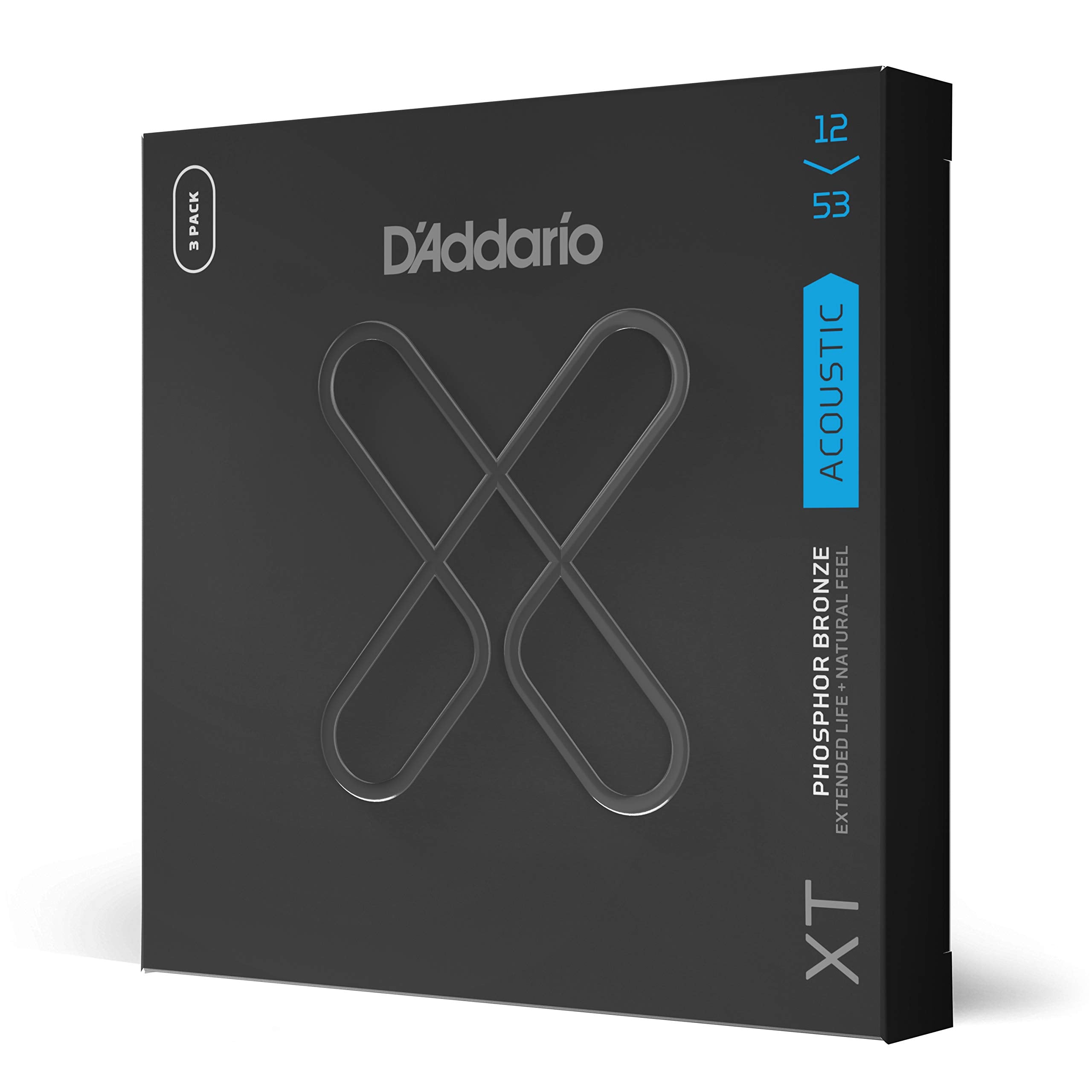 D'Addario Guitar Strings   Xt Phosphor Bronze Coated Acoustic Guitar Strings   Xtapb1253 3P   Extended String Life With Natural 
