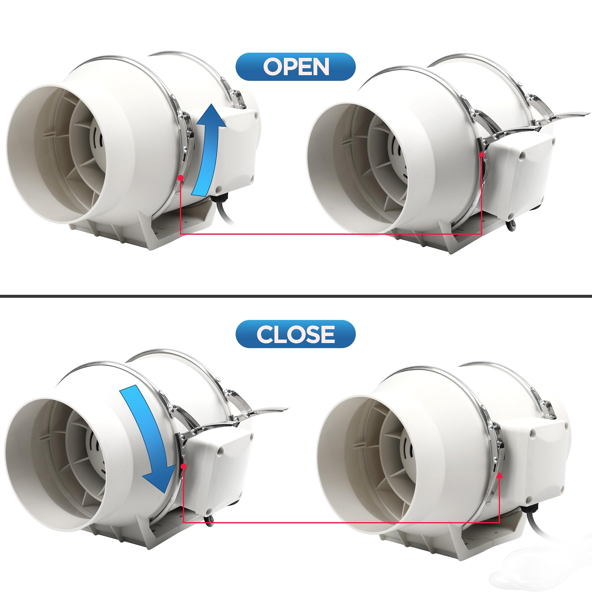 Voltset 6 Inch Duct Fan, Inline Ventilation Exhaust Fan, 390 Cfm Duct Intake Fan High Efficiency Air Fan For Duct Vent Bathroom,