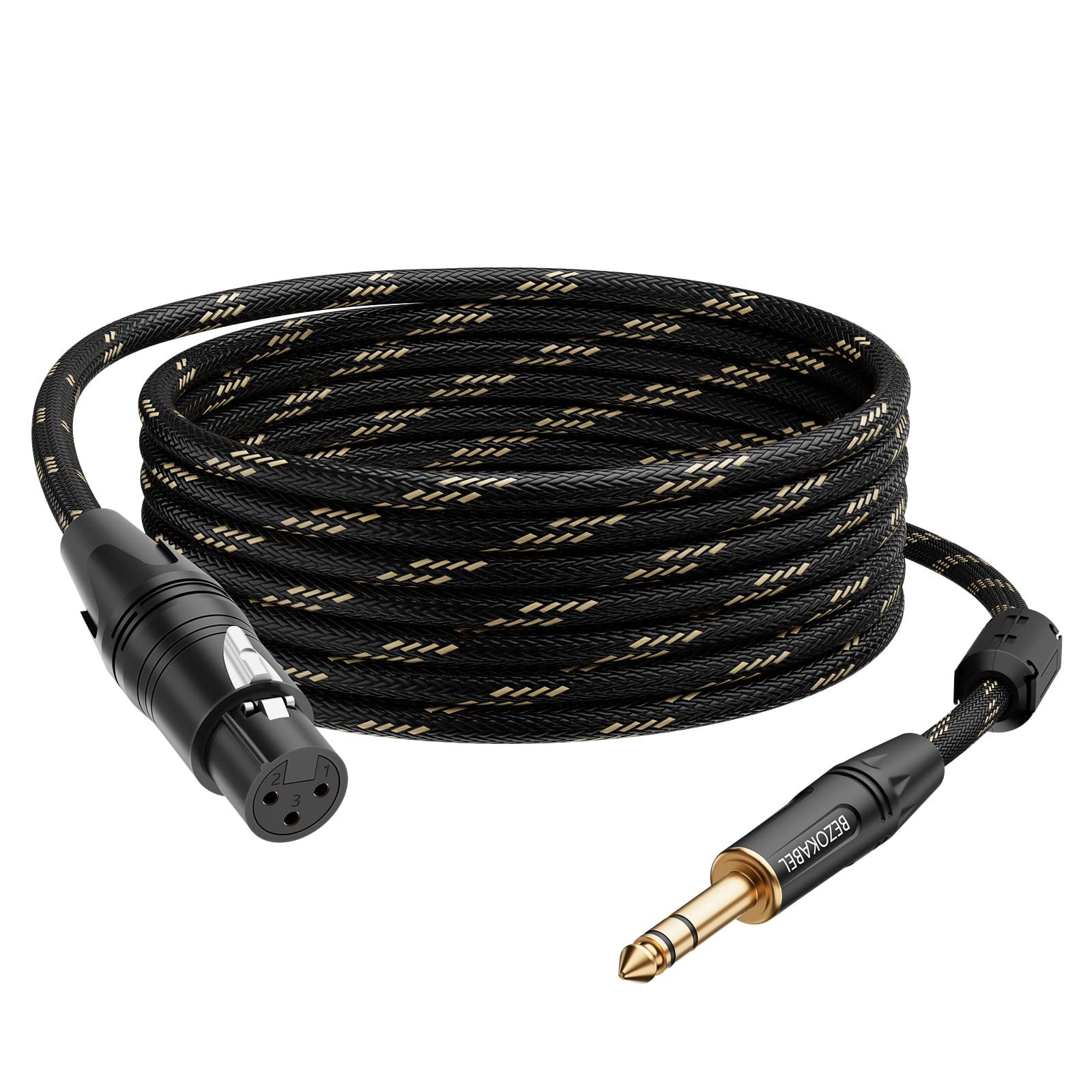 Xlr To 1/4 Inch (6.35Mm) Trs Cable, Bezokable Balanced Xlr Female To 1/4 Adapter 6Ft 1Pack, Quarter Inch To Xlr Microphone Cable