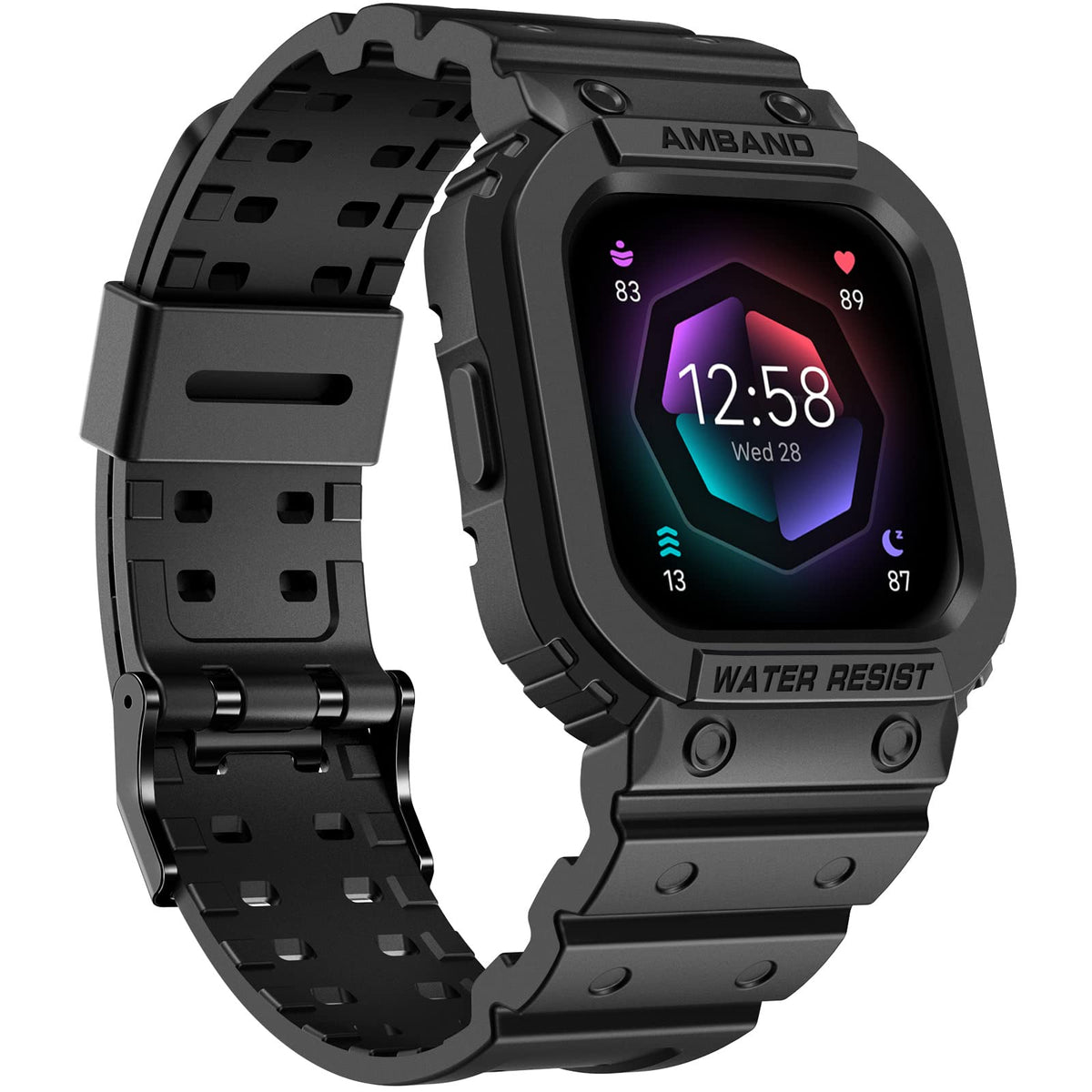 Amband Compatible For Fitbit Versa 4/3/2/ Fitbit Versa Lite/Fitbit Sense 2/ Fitbit Sense Bands With Case, Protective Smartwatch