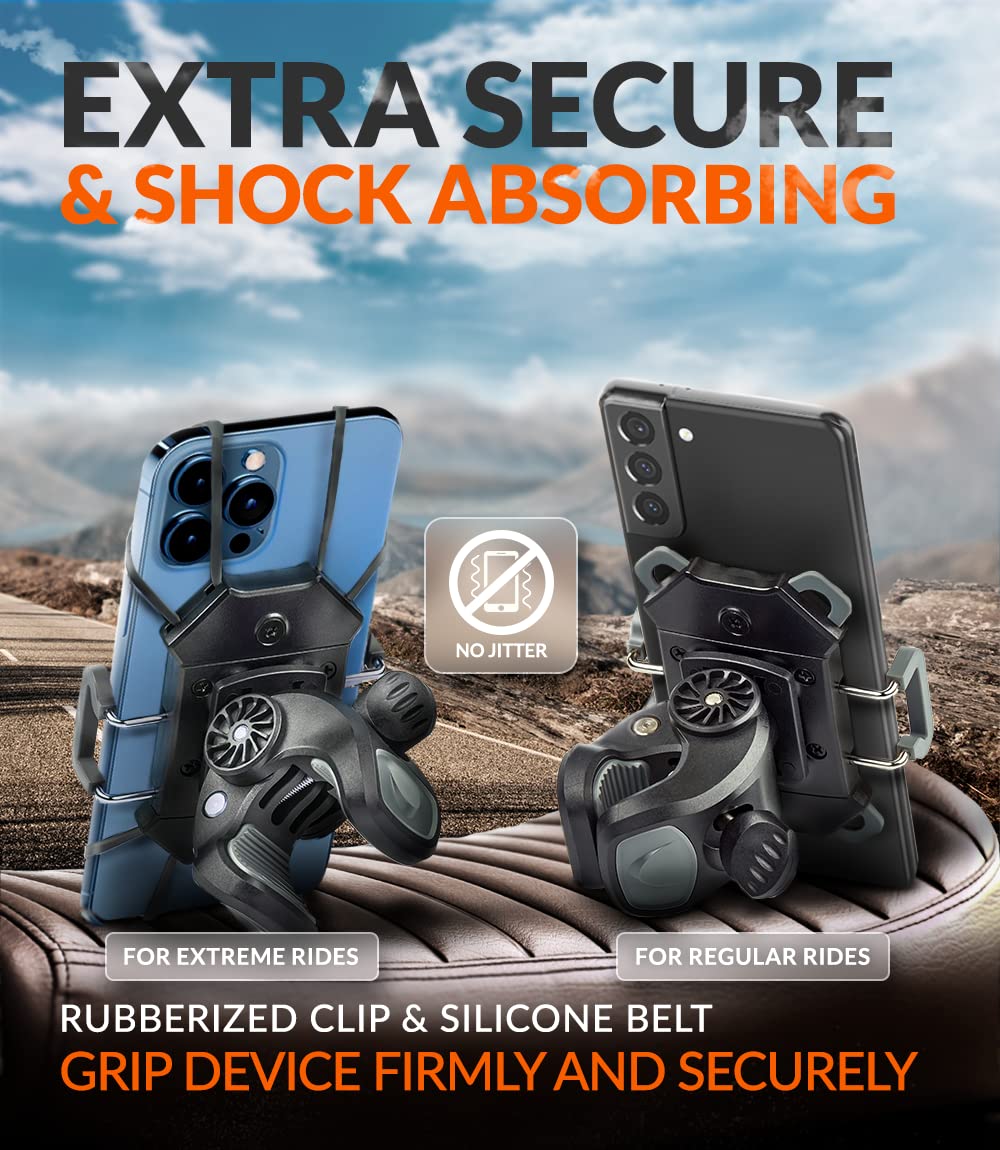 Bike & Motorcycle Phone Mount   For Iphone 14 (13, Xr, Se, Plus/Max), Samsung Galaxy S22 Or Any Cell Phone   Universal Handlebar
