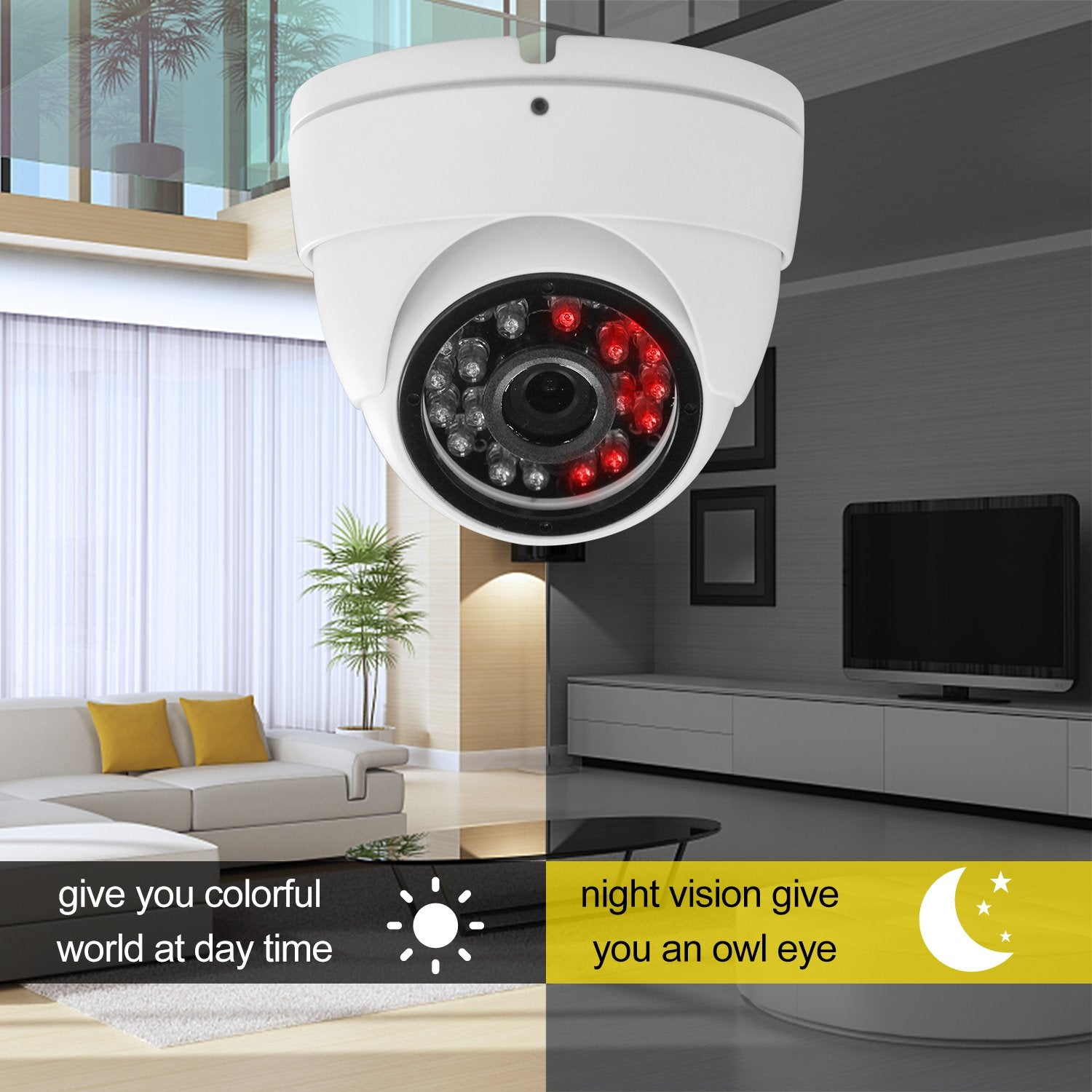Analog Cctv Camera Hd 1080P 4 In 1 (Tvi/Ahd/Cvi/960H Analog) Security Dome Camera Outdoor Metal Housing, 24 Ir Leds True Day & N