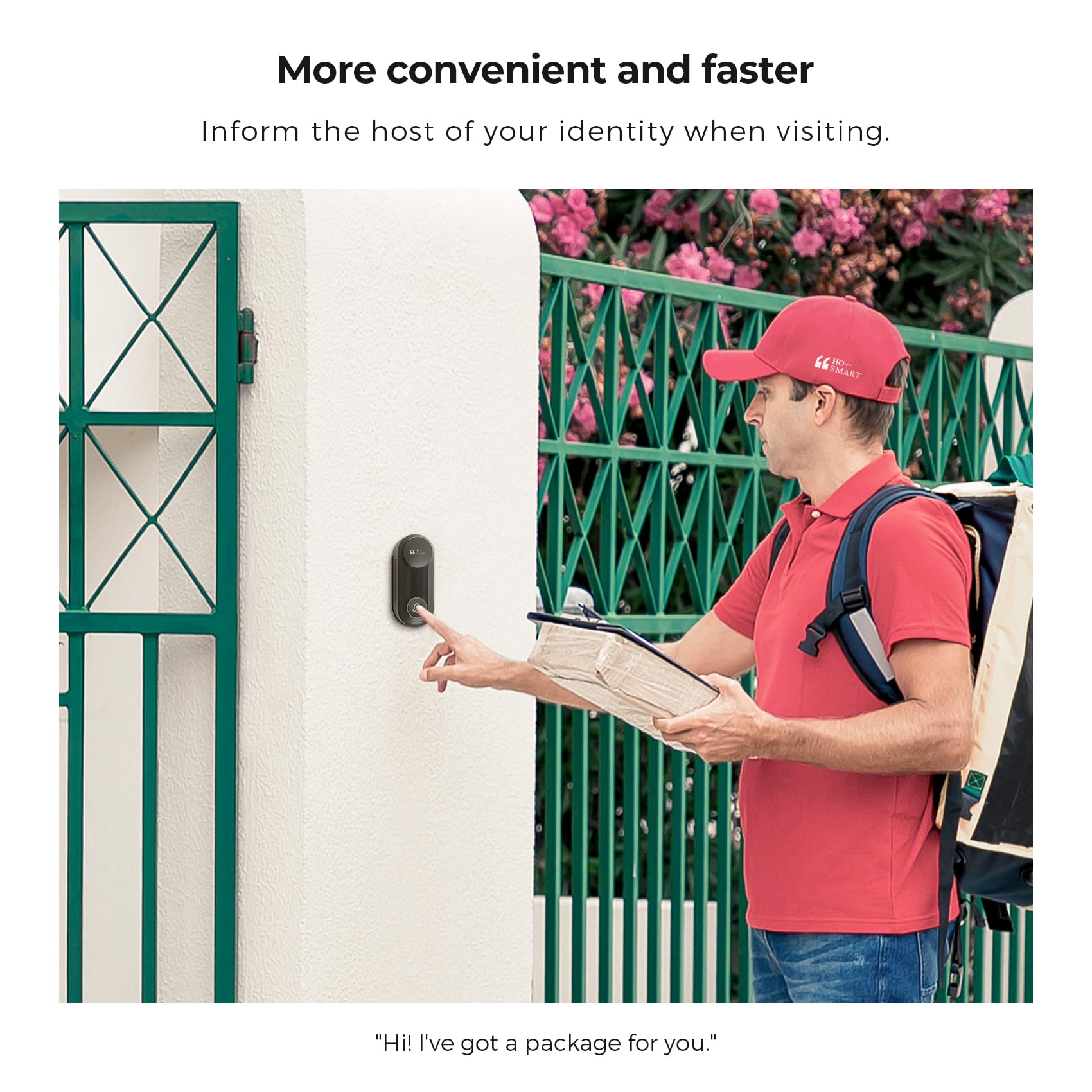 Wireless Doorbell, Hosmart Ultrabell Wireless Intercom Doorbell System, Battery Operated Doorbell, Full Duplex Audio Doorbell Waterproof With 8 Doorbell Chime 1200Ft Range For Home Business Elderly