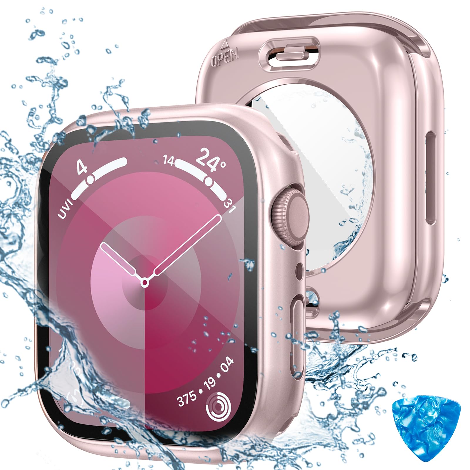 Tensea (2 In 1) For Waterproof Apple Watch Screen Protector Case Series 9 8 7 45Mm Accessories, Iwatch Protective Pc Face Cover