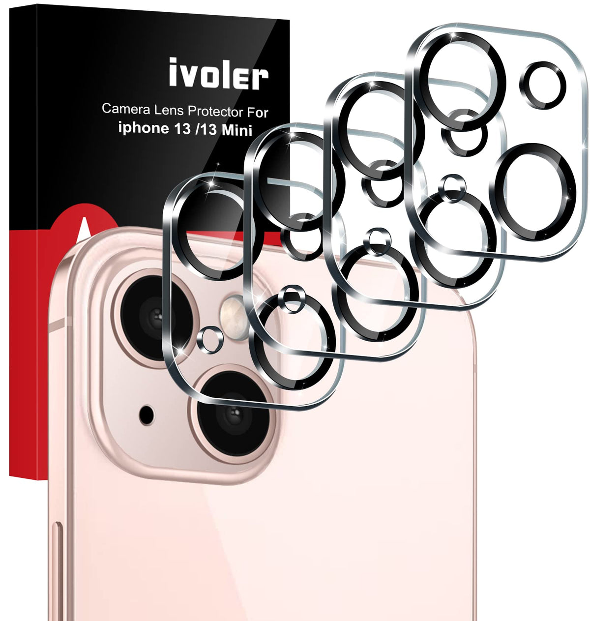 Ivoler [4 Pack] Camera Lens Protector For Iphone 13 6.1''/13 Mini 5.4'' Tempered Glass Screen Protector (Not For Iphone 13 Pro),
