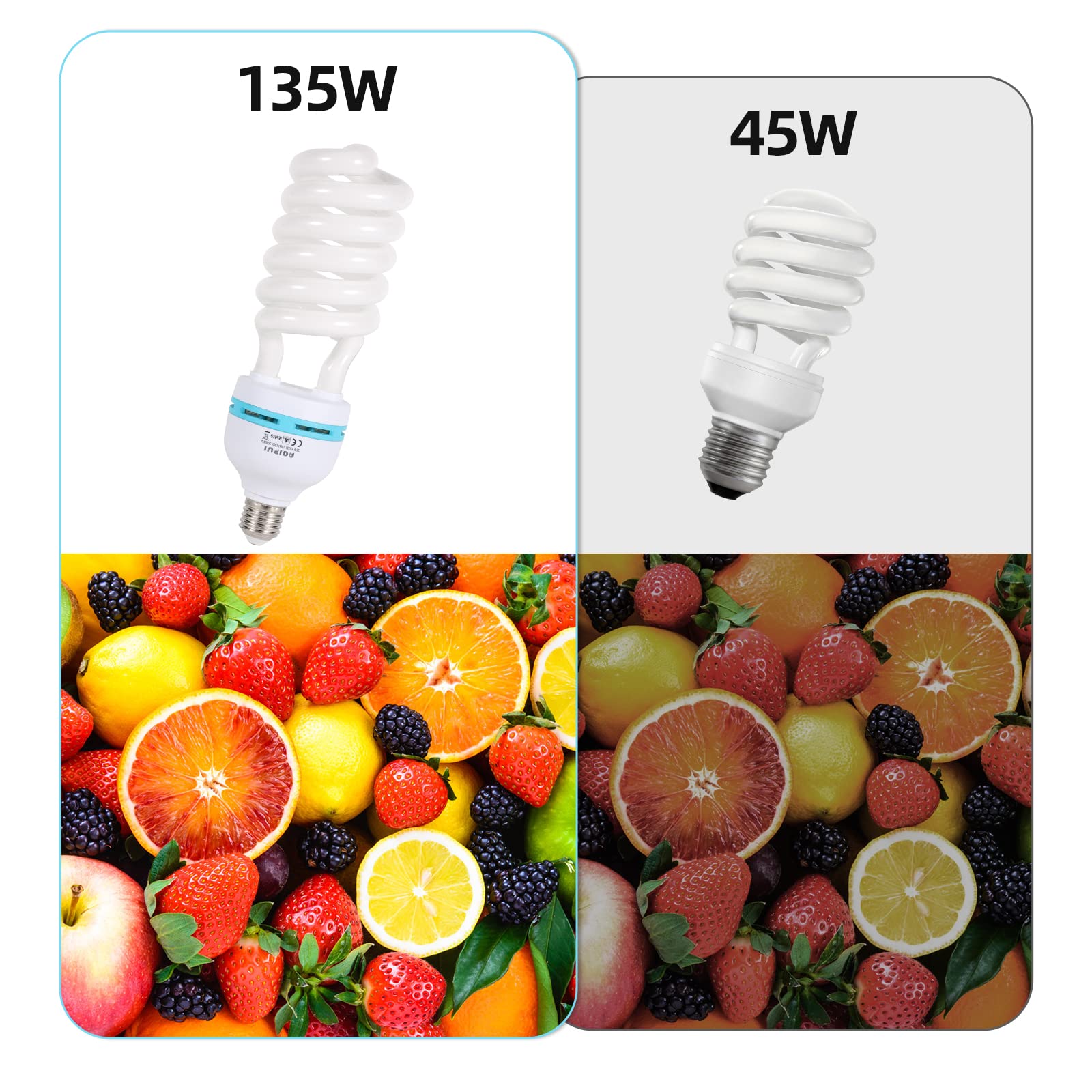 Aqirui 2 X 135W Photography Light Bulb 5500K E27 Socket Cfl Softbox Bulb For Photography Photo Video Studio Lighting