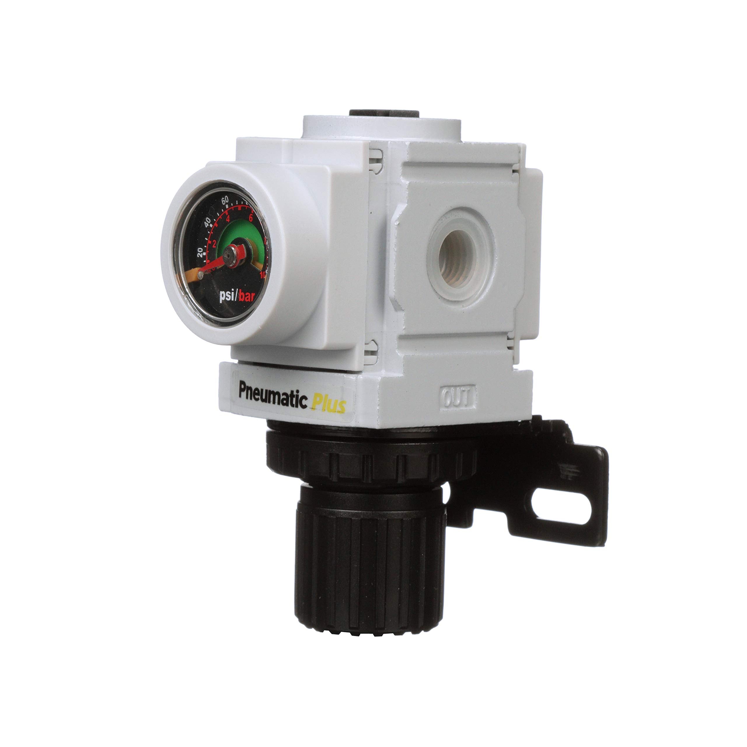Pneumaticplus Ppr2 N02Bg Miniature Compressed Air Pressure Regulator 1/4'' Npt   Embedded Gauge, Bracket